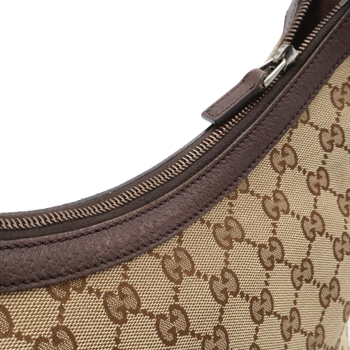 Gucci Gg Canvas Beige Brown Dark Brown Green Khaki Red Color Canvas Leather Shoulder Bag (Pre-Owned)