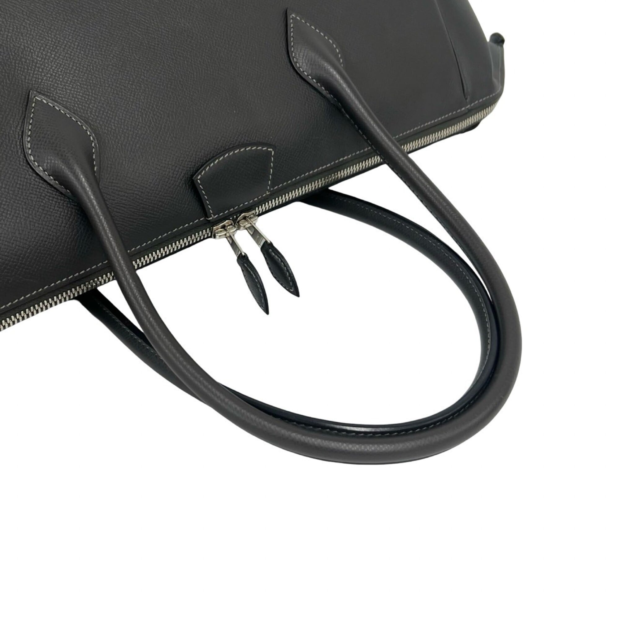 Hermes Gray Epsom Leather Boston Bag Handbag (Pre-Owned)