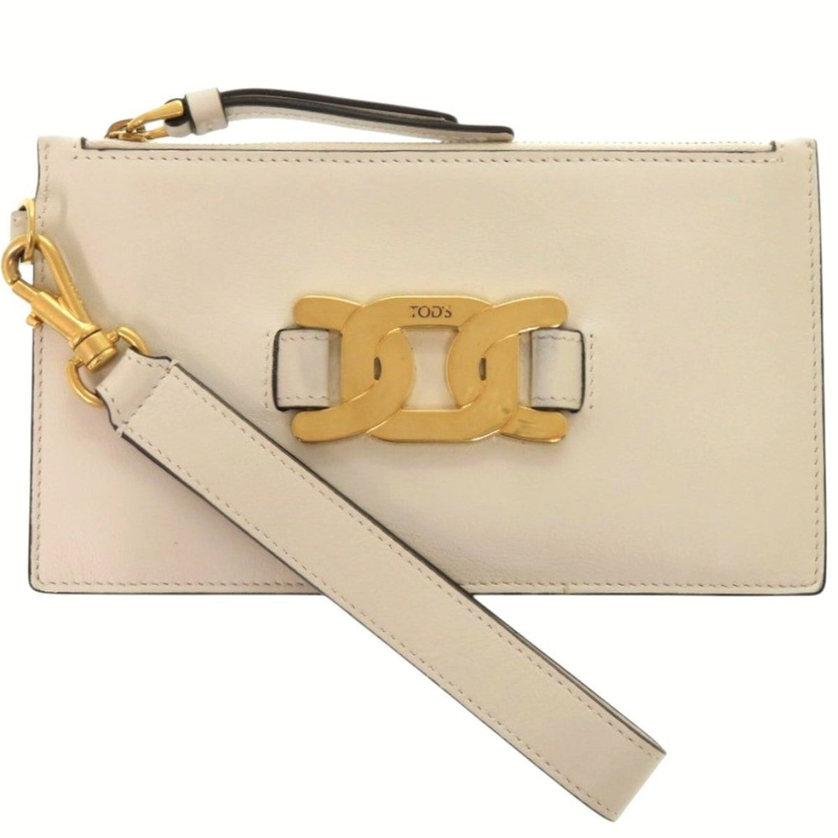Tod's Ivory Leather Metal Leather Pouch (Pre-Owned)