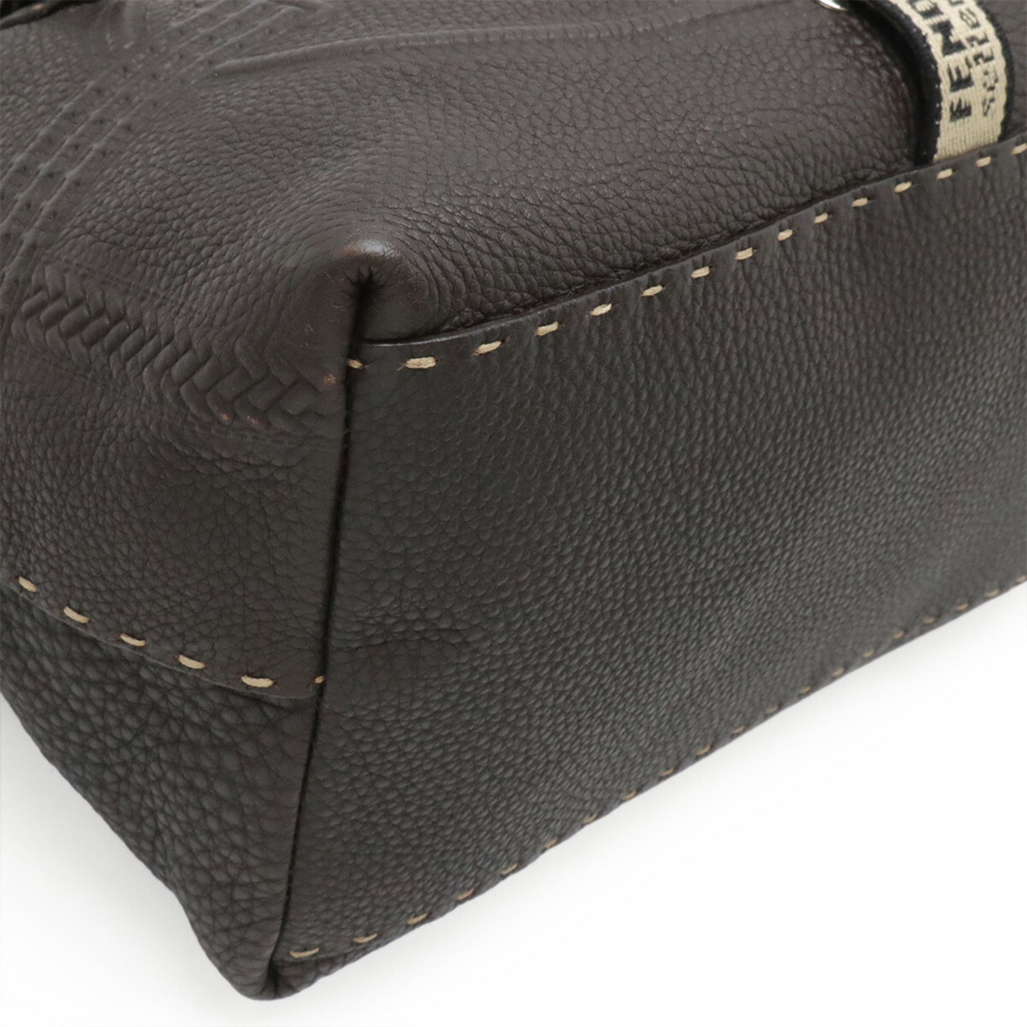Fendi Selleria Dark Brown Leather Handbag (Pre-Owned)