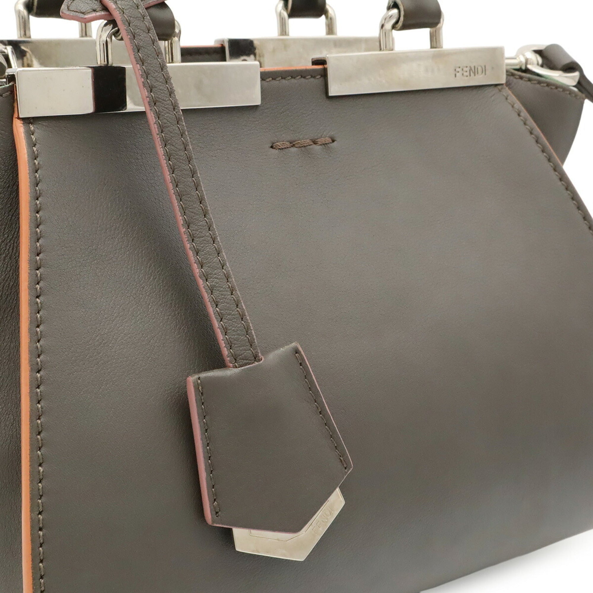 Fendi Gray Multi-Color Leather Handbag Shoulder Bag (Pre-Owned)