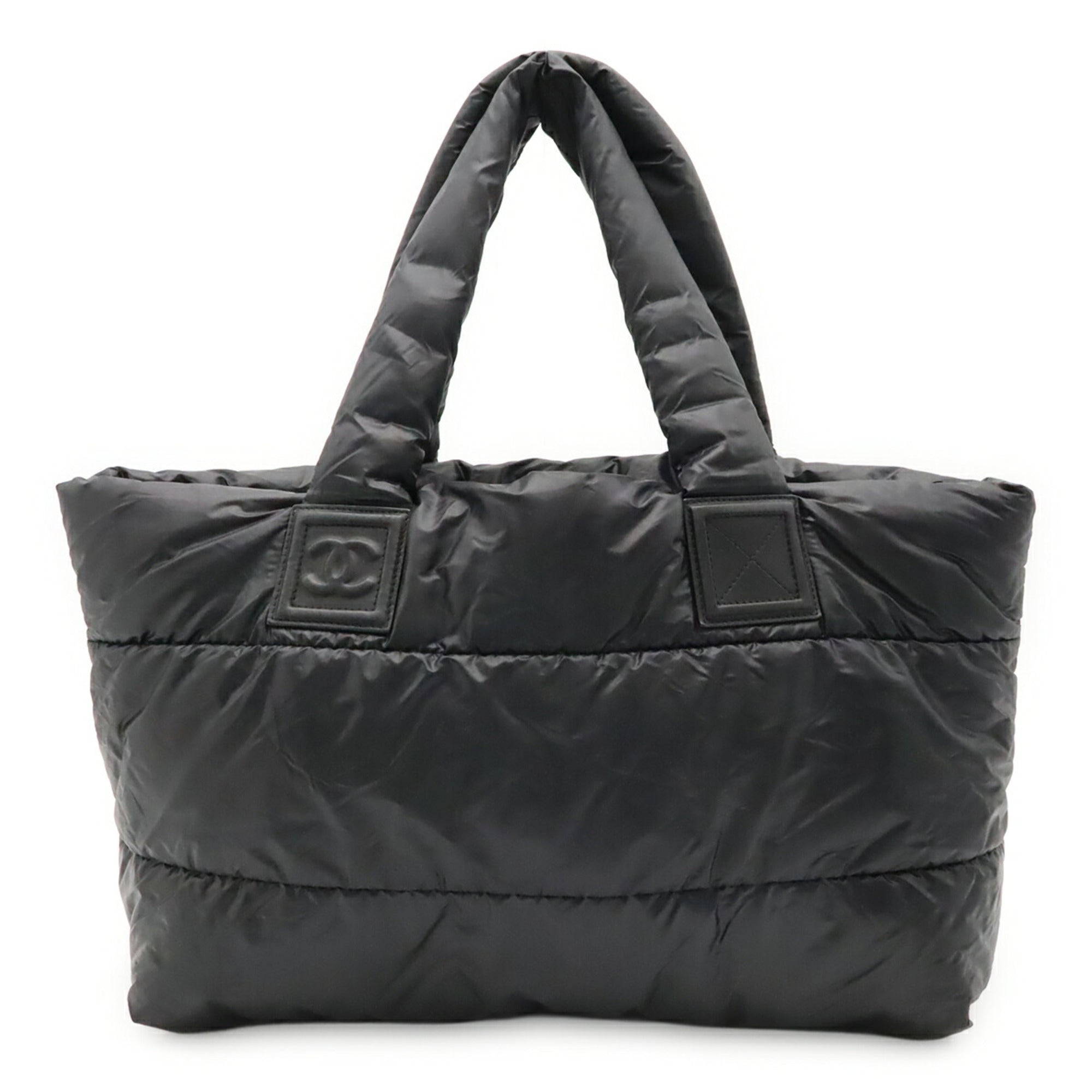 Chanel Black Bordeaux Nylon Leather Shoulder Bag Tote Bag (Pre-Owned)