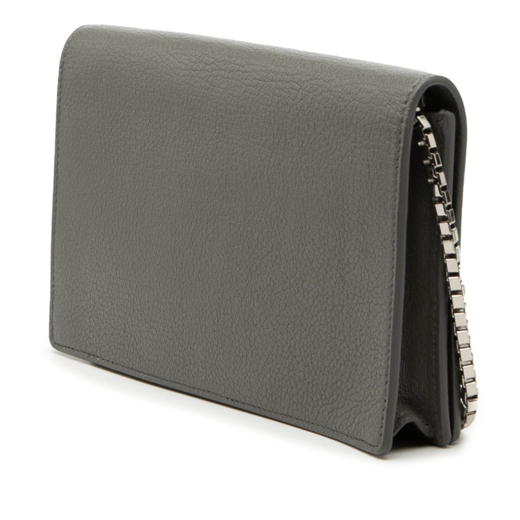 Balenciaga Gray Metallic Leather Chain/Shoulder Wallet (Pre-Owned)