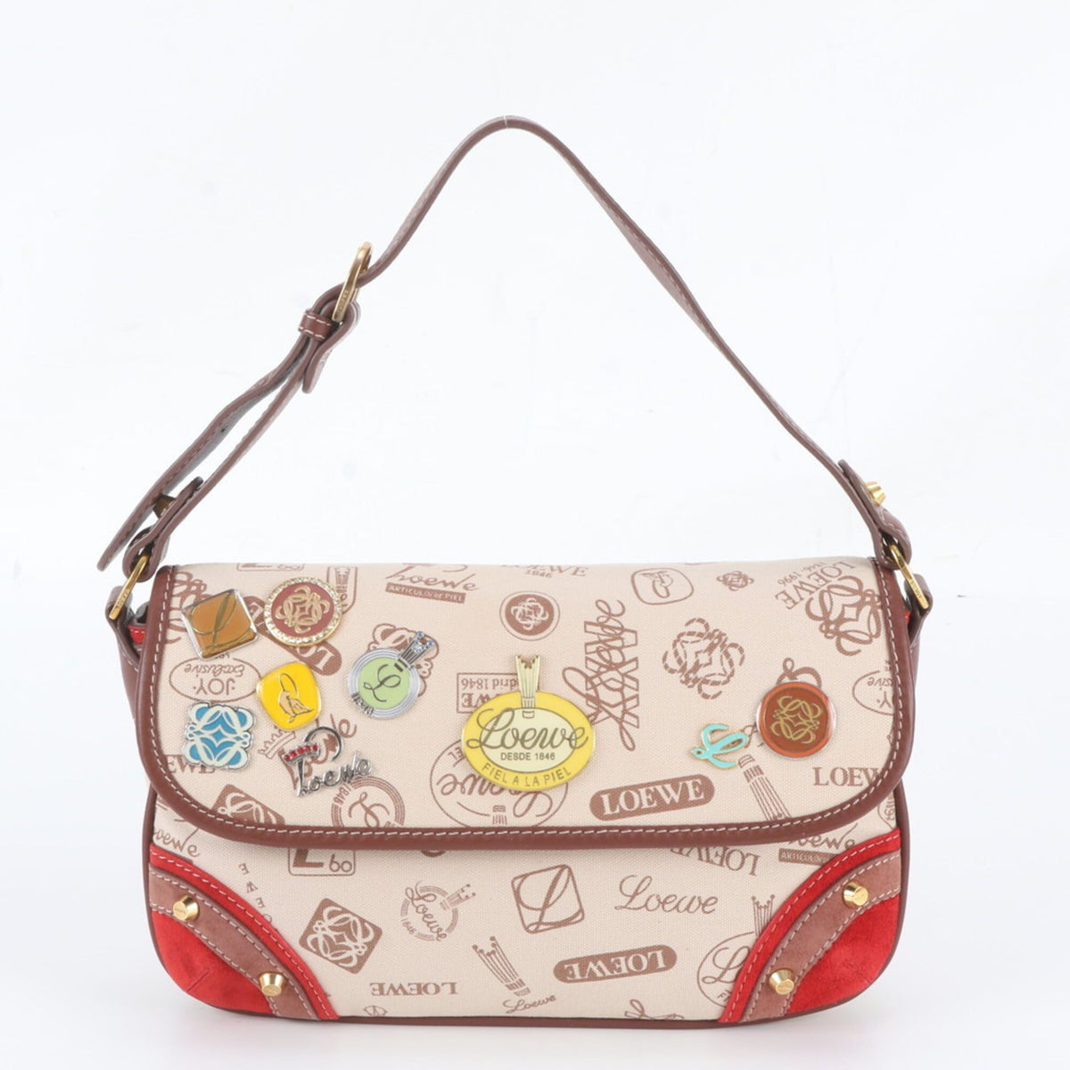 Loewe Multi-Color Leather Canvas Handbag Shoulder Bag Tote Bag (Pre-Owned)