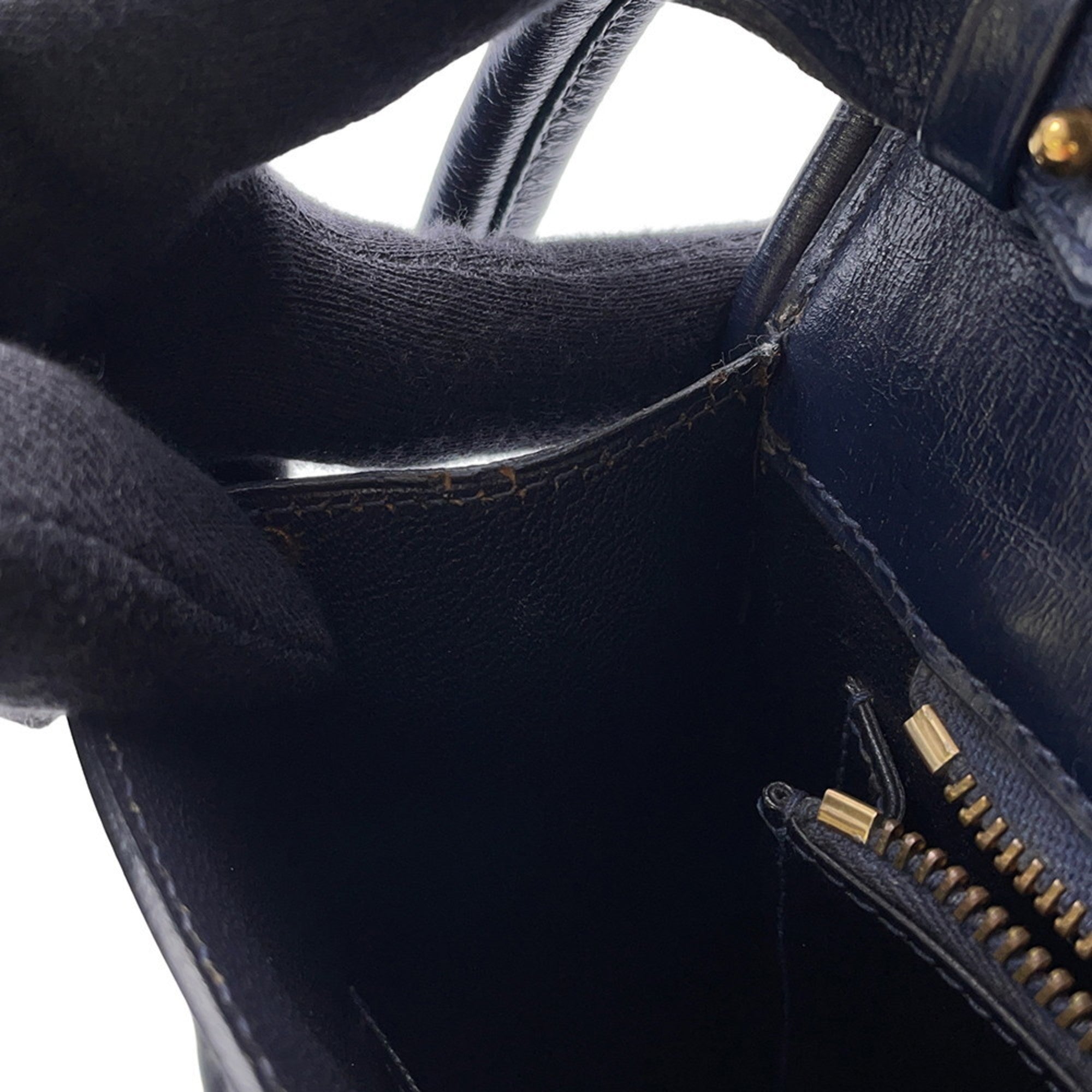 Hermes Navy Box Nepal Leather Handbag Shoulder Bag (Pre-Owned)