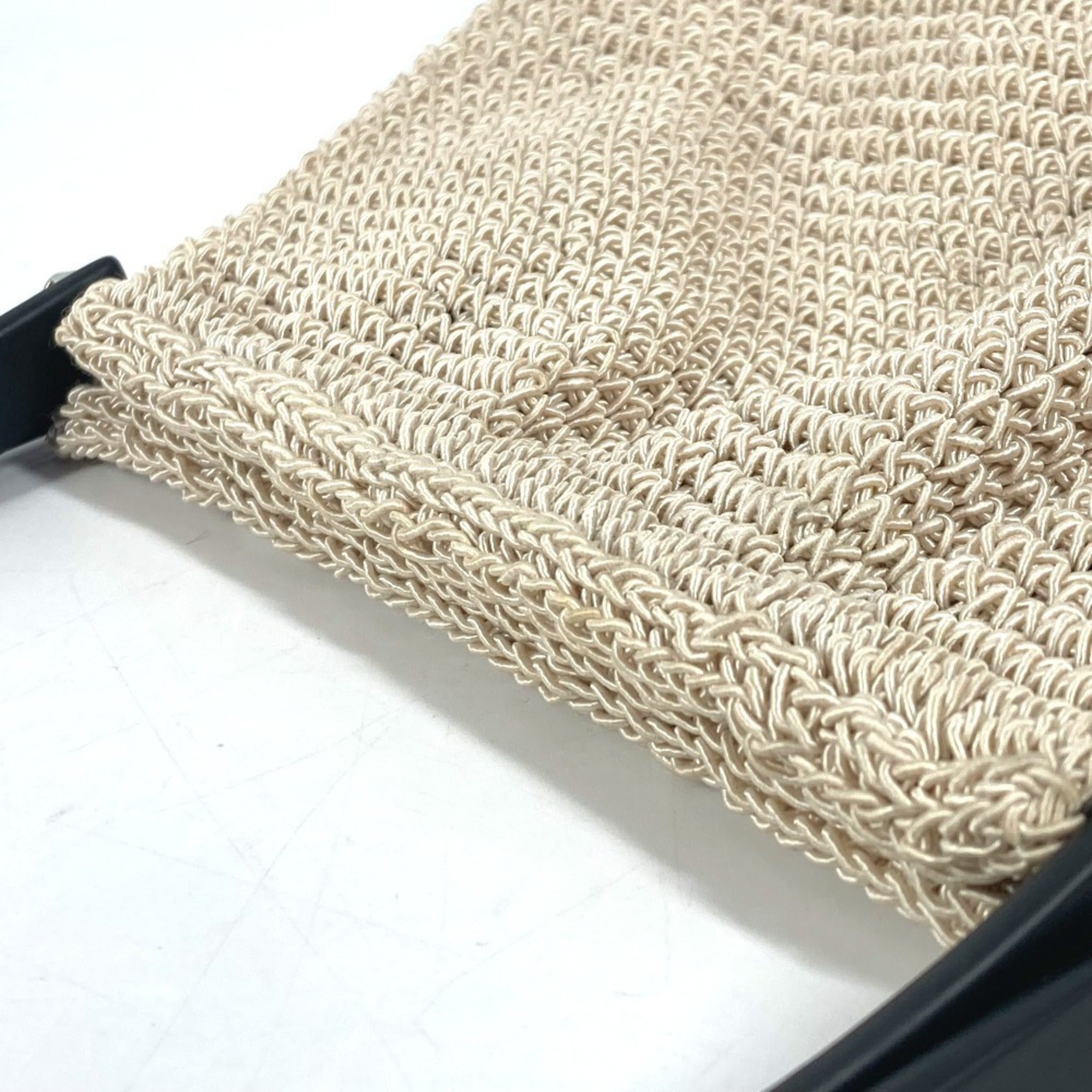 Chanel Beige Black Mesh Handbag (Pre-Owned)
