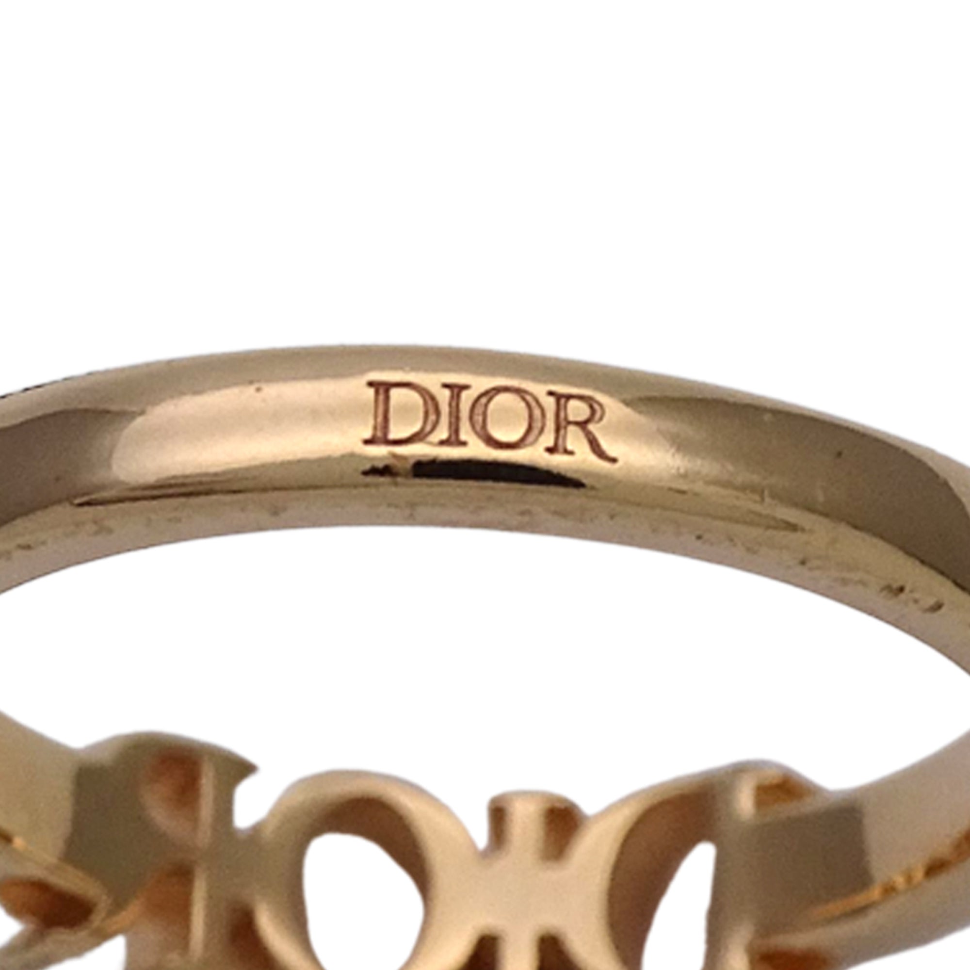 Christian Dior Gold Pink Metal Band Ring (Pre-Owned)