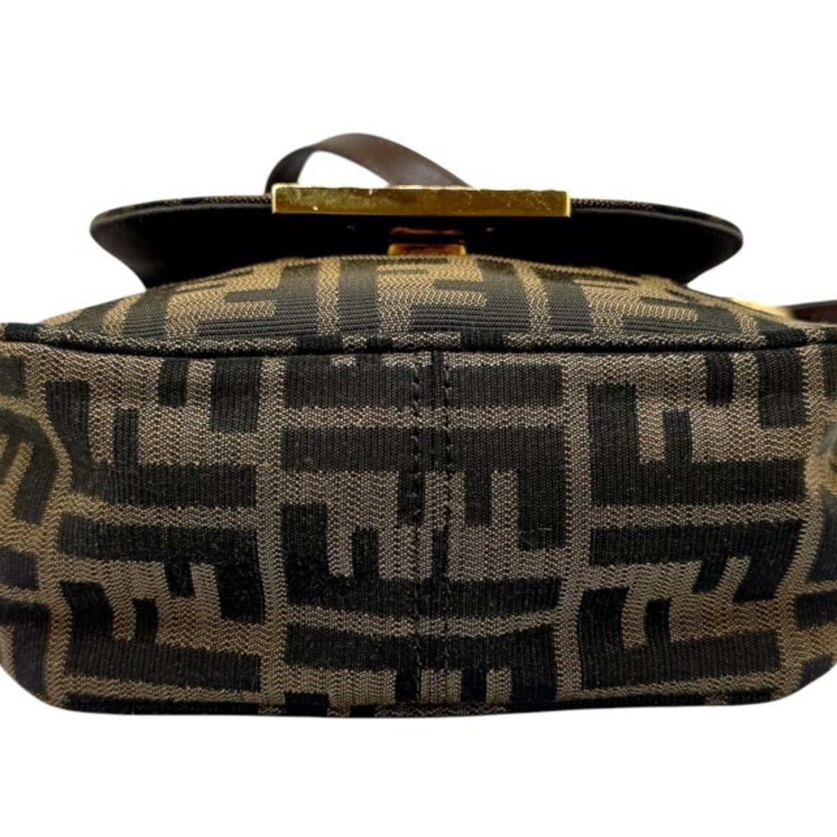 Fendi Zucca Brown Canvas Leather Shoulder Bag (Pre-Owned)