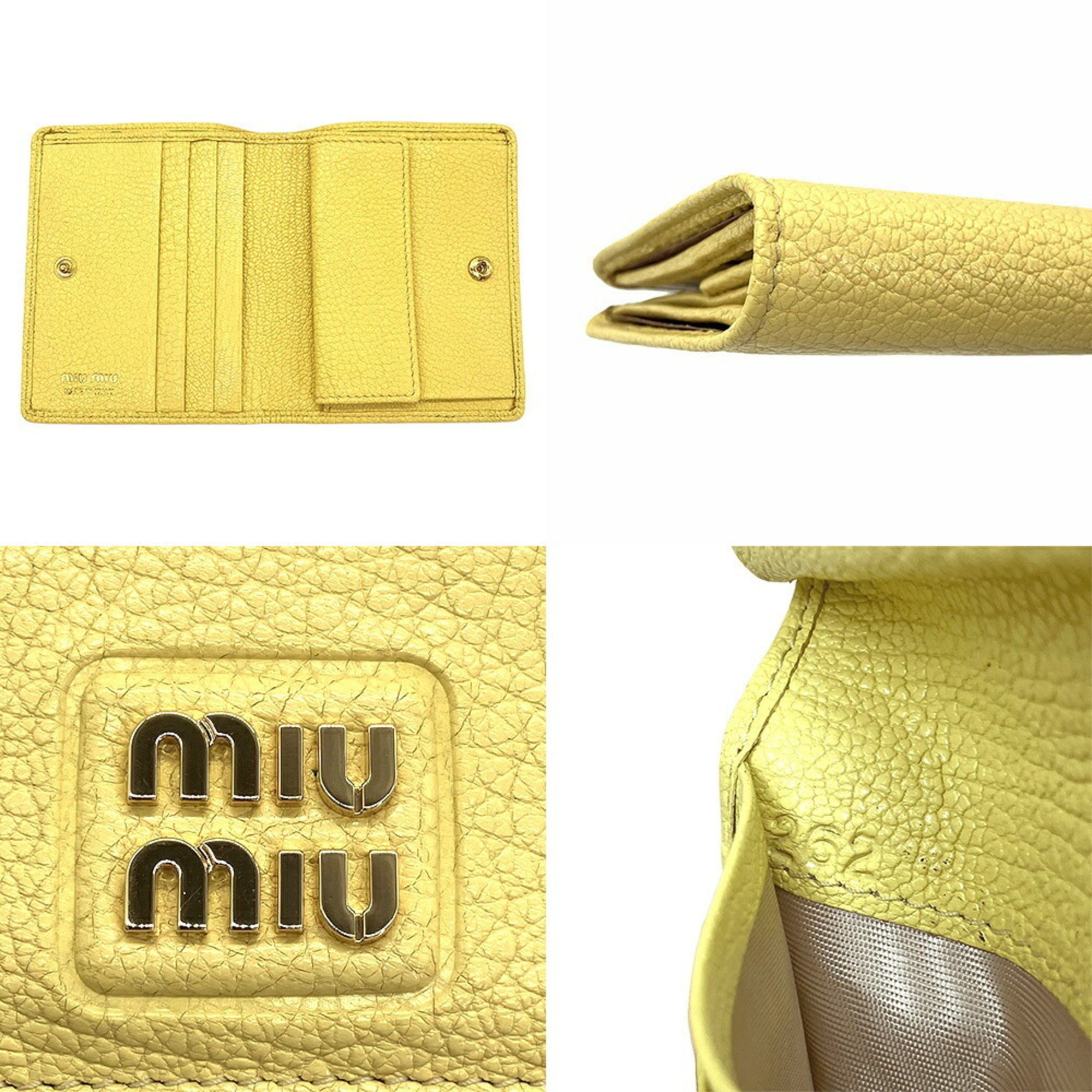 Miu Miu Lemon Yellow Leather Wallet (Bi-Fold) (Pre-Owned)