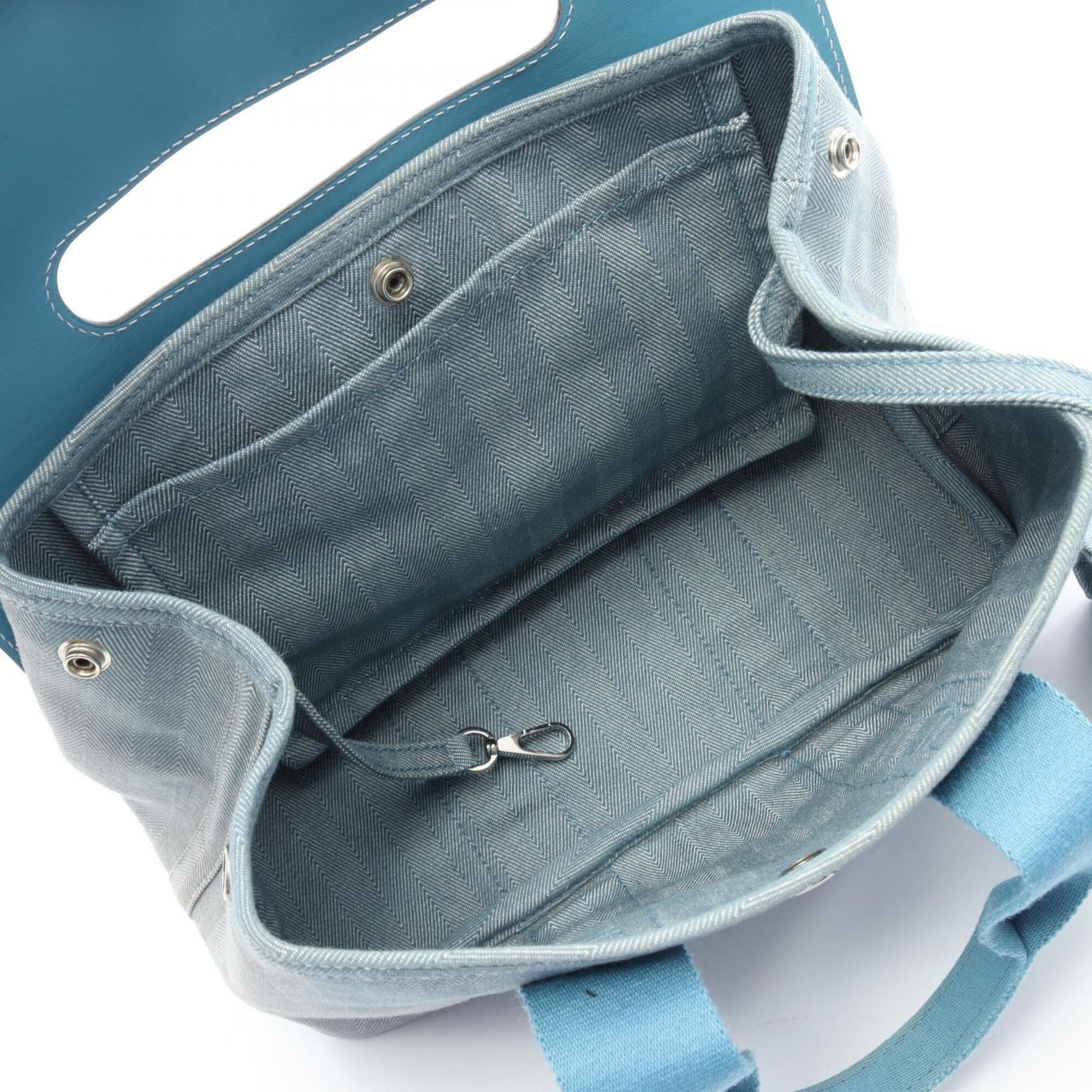 Hermes Blue Toile Chevron Swift Leather Handbag (Pre-Owned)