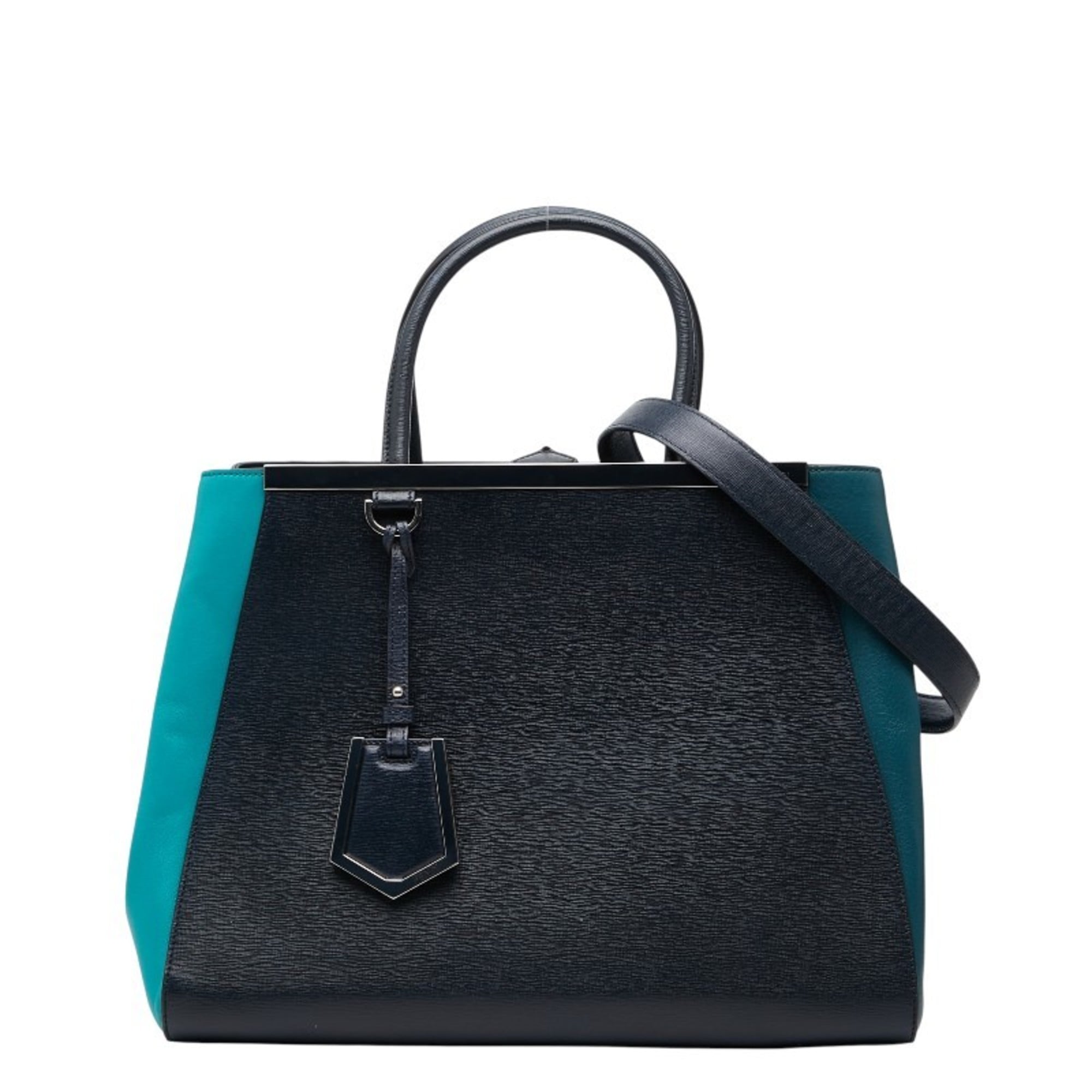 Fendi Green Navy Leather Handbag Shoulder Bag (Pre-Owned)