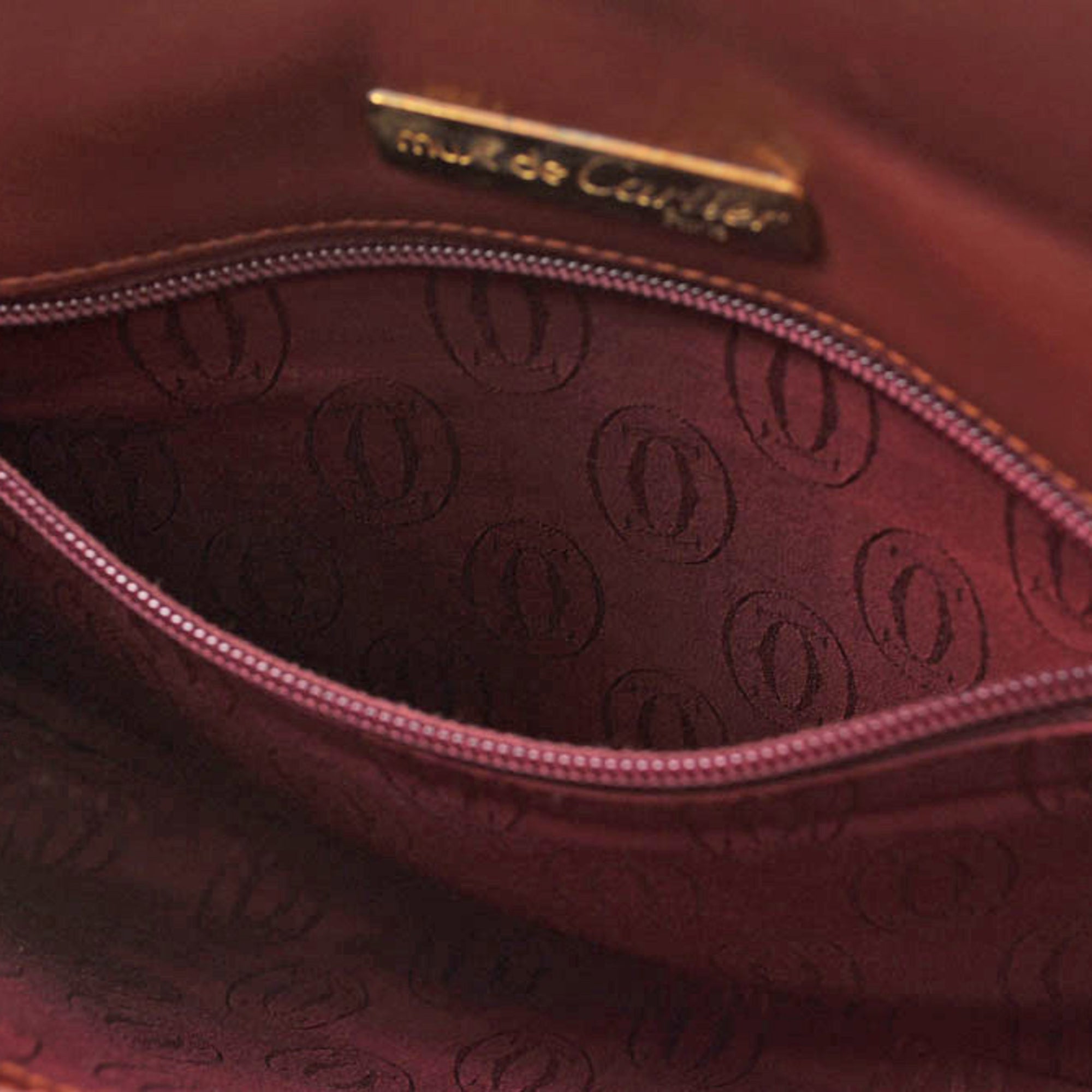 Cartier Bordeaux Leather Clutch Bag (Pre-Owned)