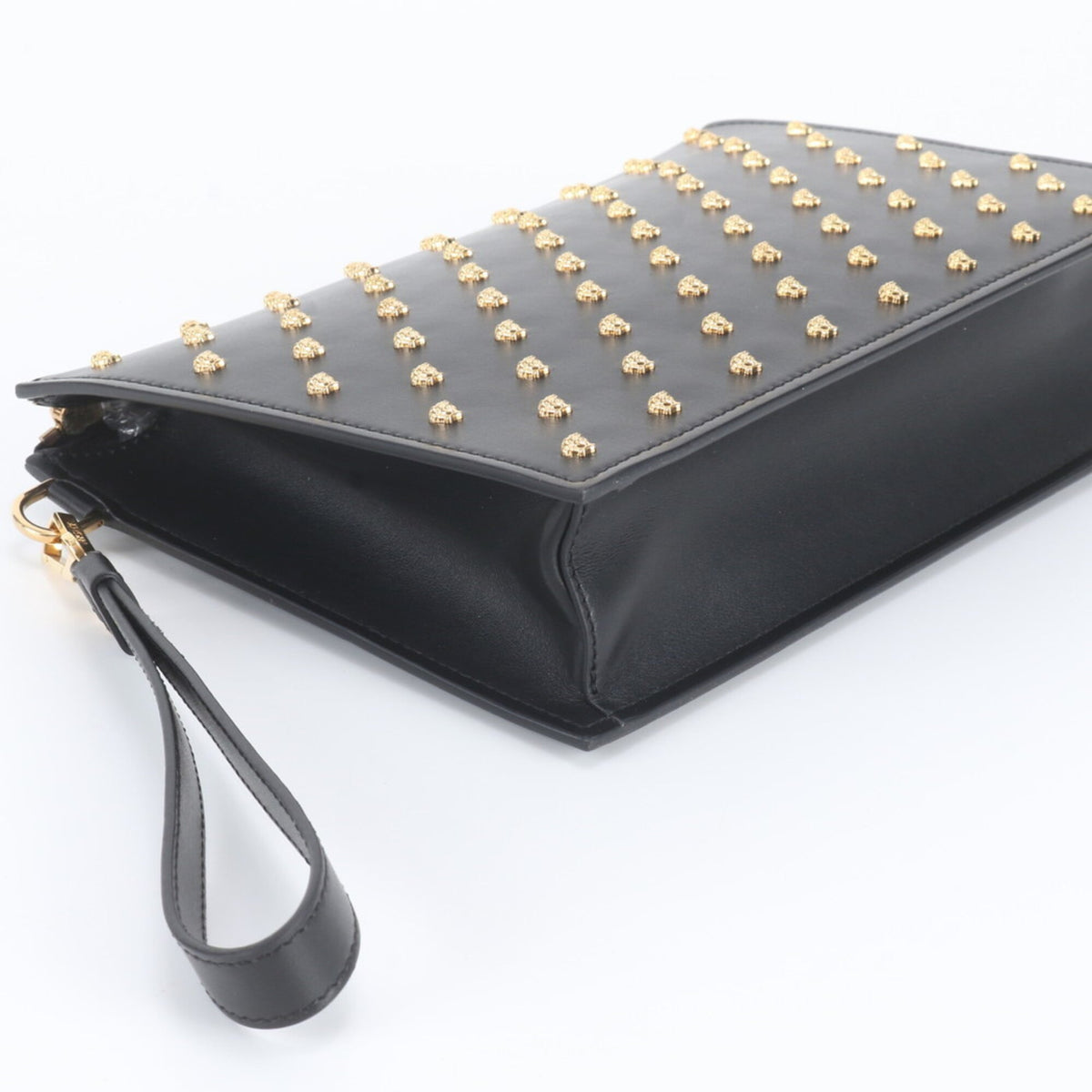 Versace Black Leather Clutch Bag Pouch (Pre-Owned)