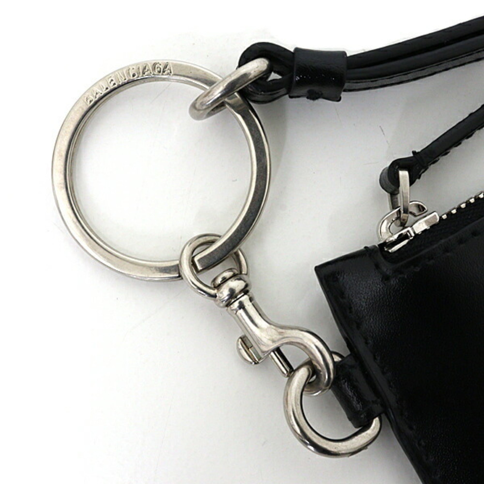 Balenciaga Black Gray White Leather Coin Purse/Coin Case (Pre-Owned)