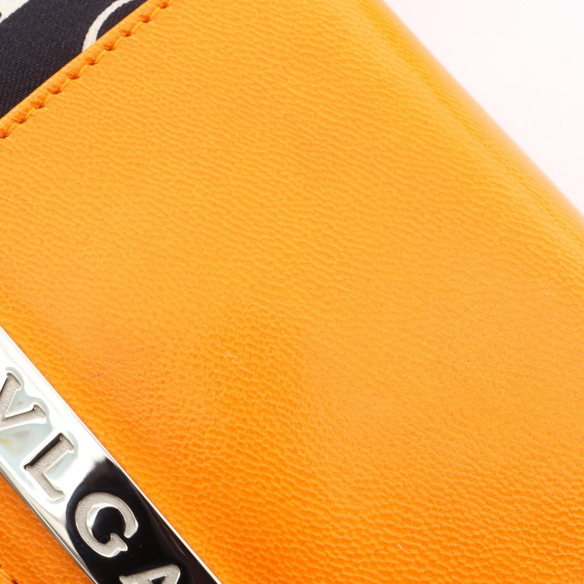 Bvlgari Black Orange Canvas Leather Handbag (Pre-Owned)