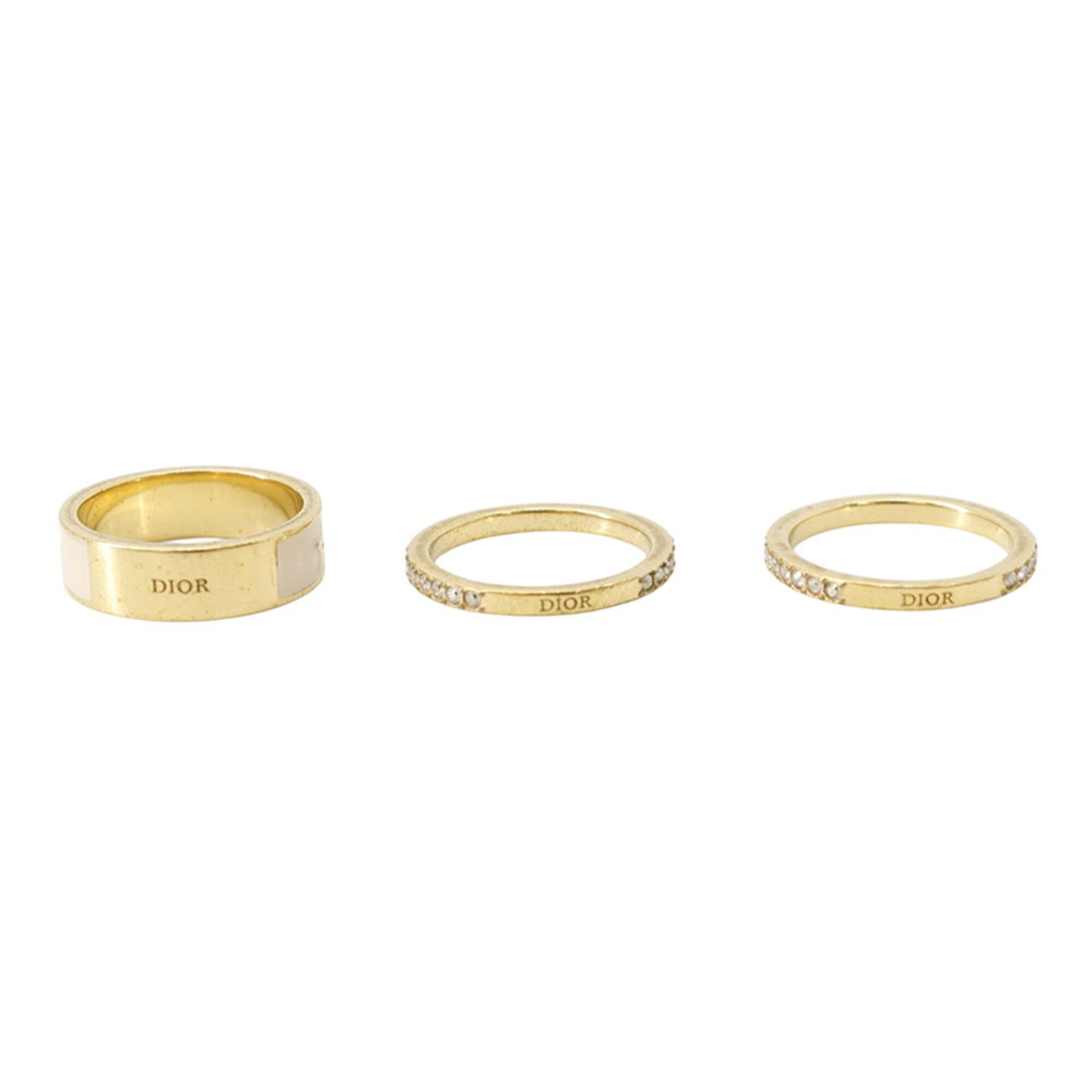 Christian Dior Gold Pink Lacquer Metal Band Ring (Pre-Owned)