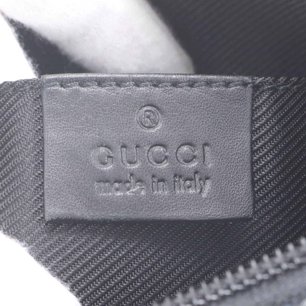 Gucci Black Navy Leather Canvas Handbag Shoulder Bag (Pre-Owned)