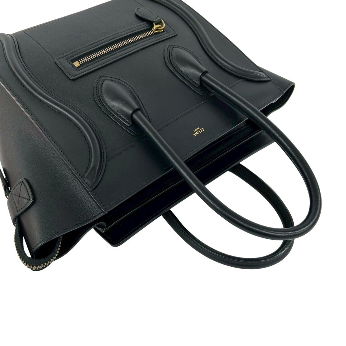 Celine Black Leather Boston Bag Handbag Tote Bag (Pre-Owned)