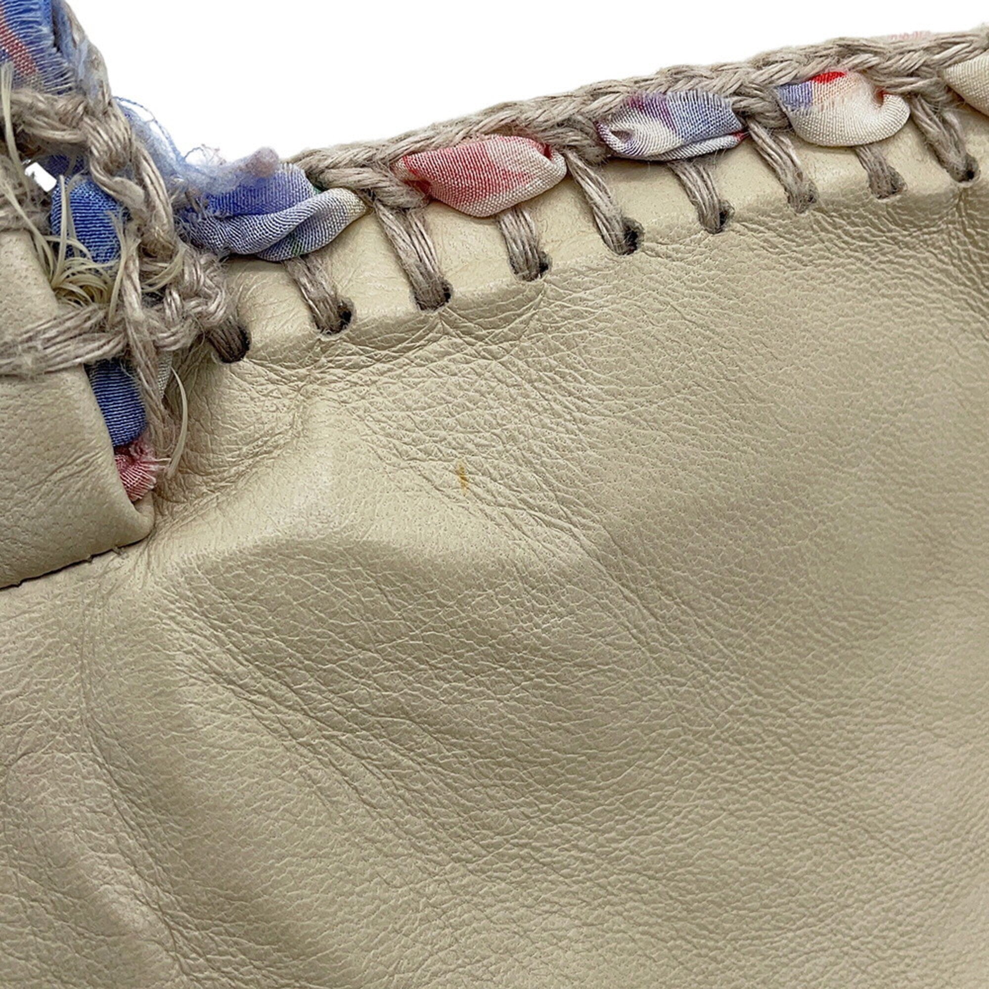 Chanel Beige Multi-Color Raffia Handbag Shoulder Bag (Pre-Owned)