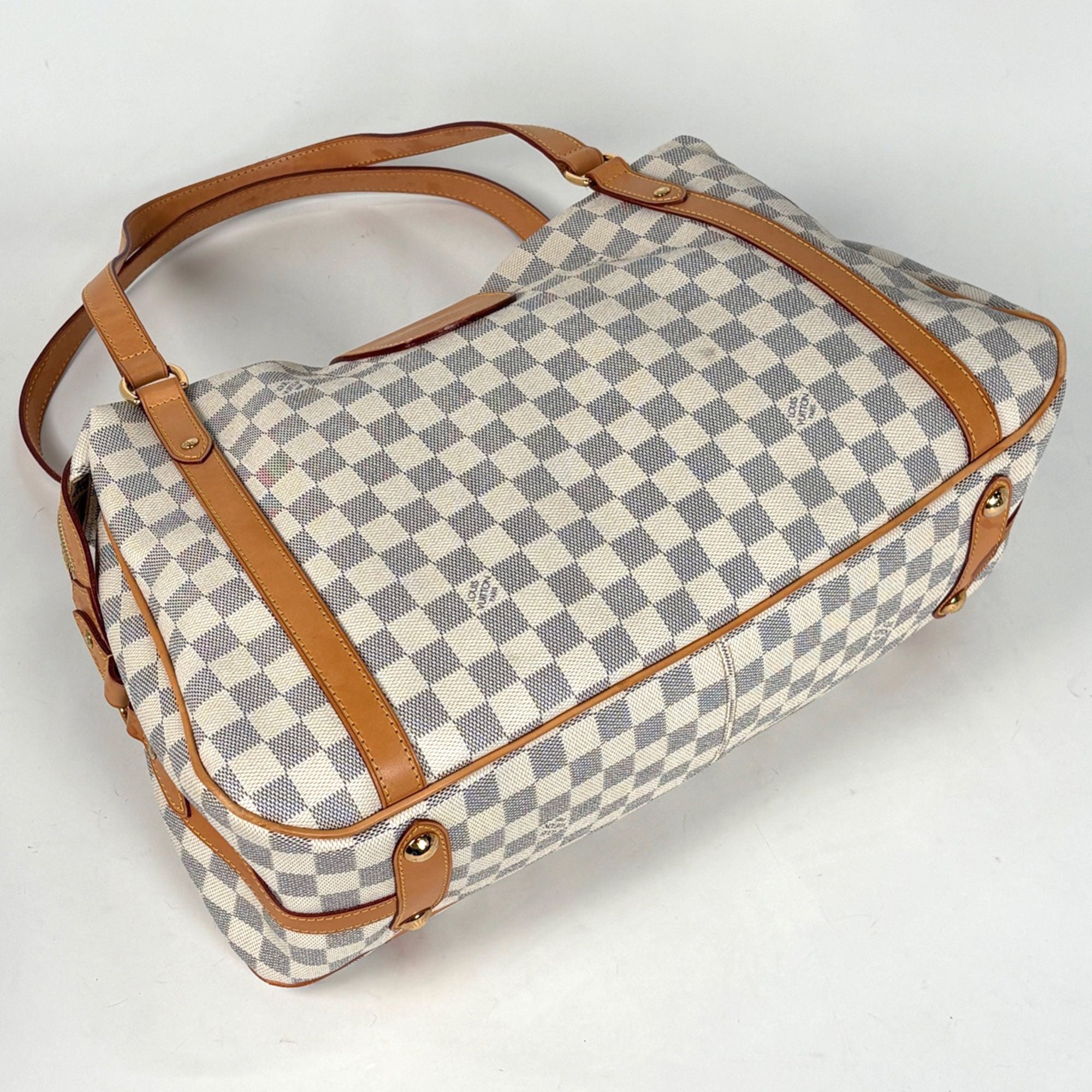 Louis Vuitton White Damier Azur Handbag Shoulder Bag Tote Bag (Pre-Owned)