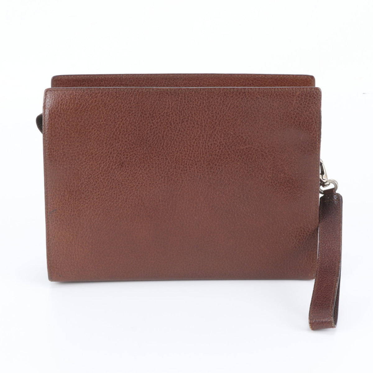Salvatore Ferragamo Brown Leather Clutch Bag Pouch (Pre-Owned)