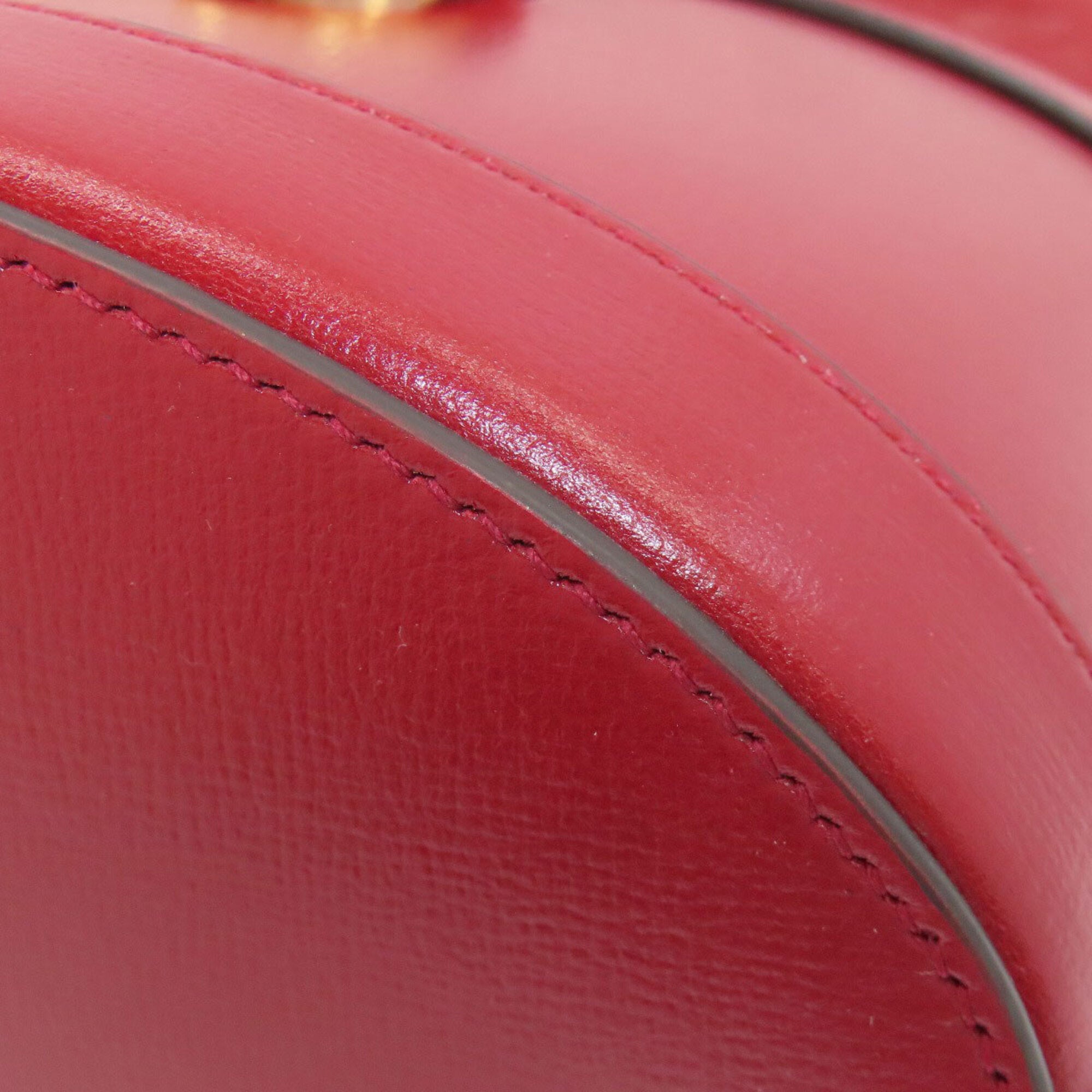Gucci Red Color Leather Shoulder Bag (Pre-Owned)