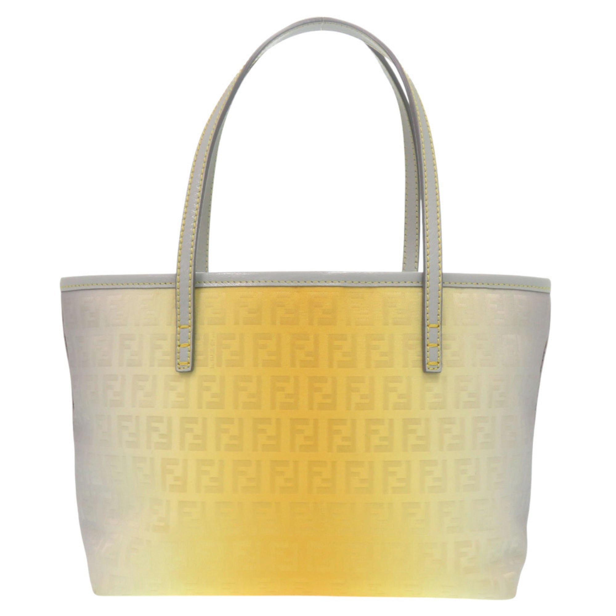 Fendi Gray Yellow Nylon Canvas Leather Tote Bag (Pre-Owned)
