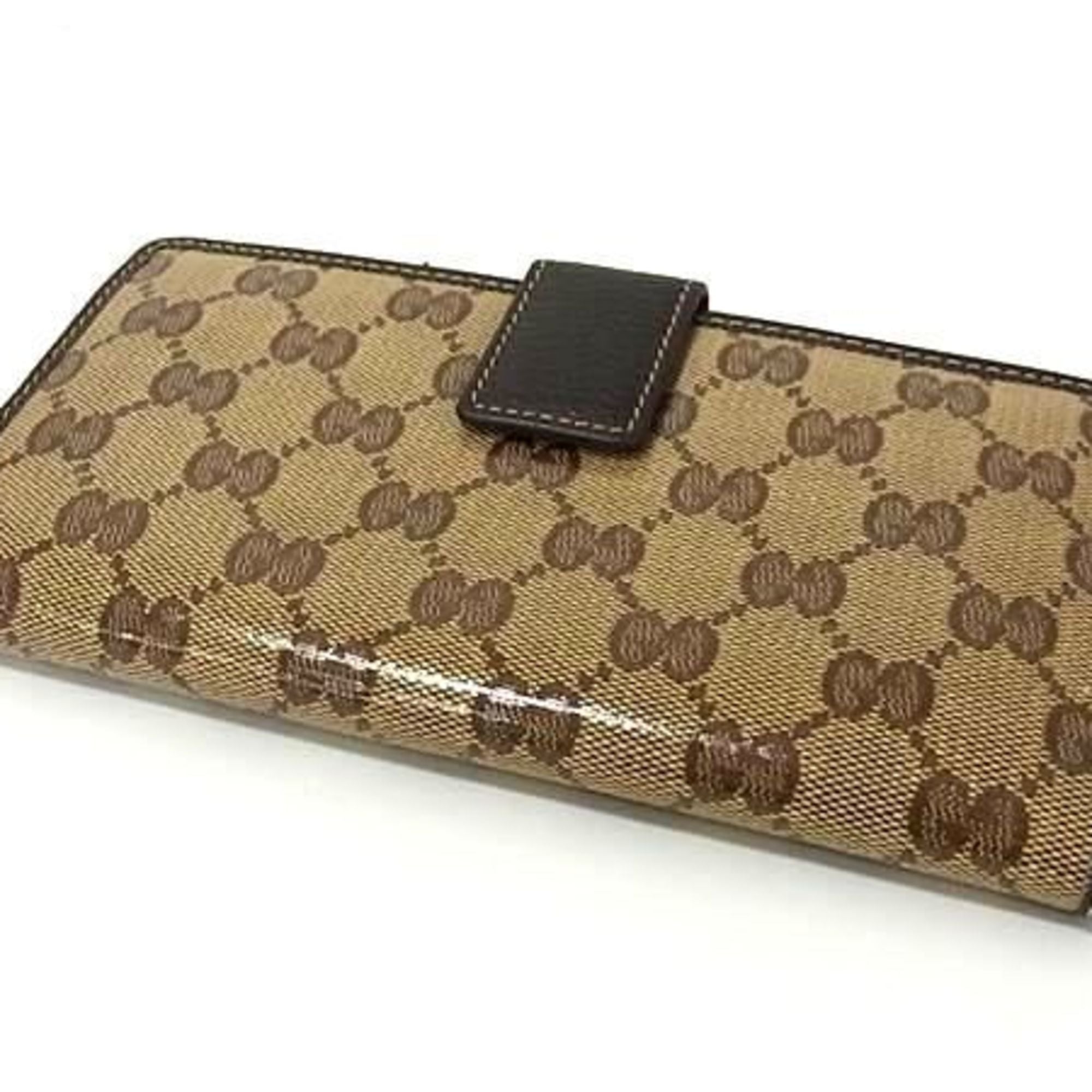 Gucci Gg Crystal Beige Brown Gg Crystal Long Wallet (Bi-Fold) (Pre-Owned)