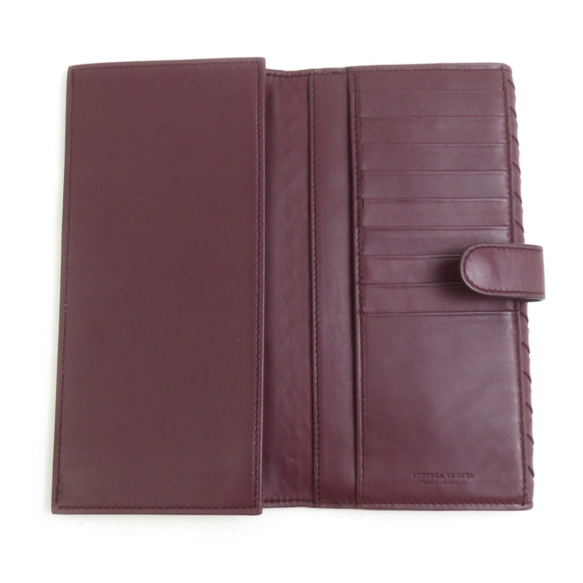 Bottega Veneta Bordeaux Leather Long Wallet (Bi-Fold) (Pre-Owned)