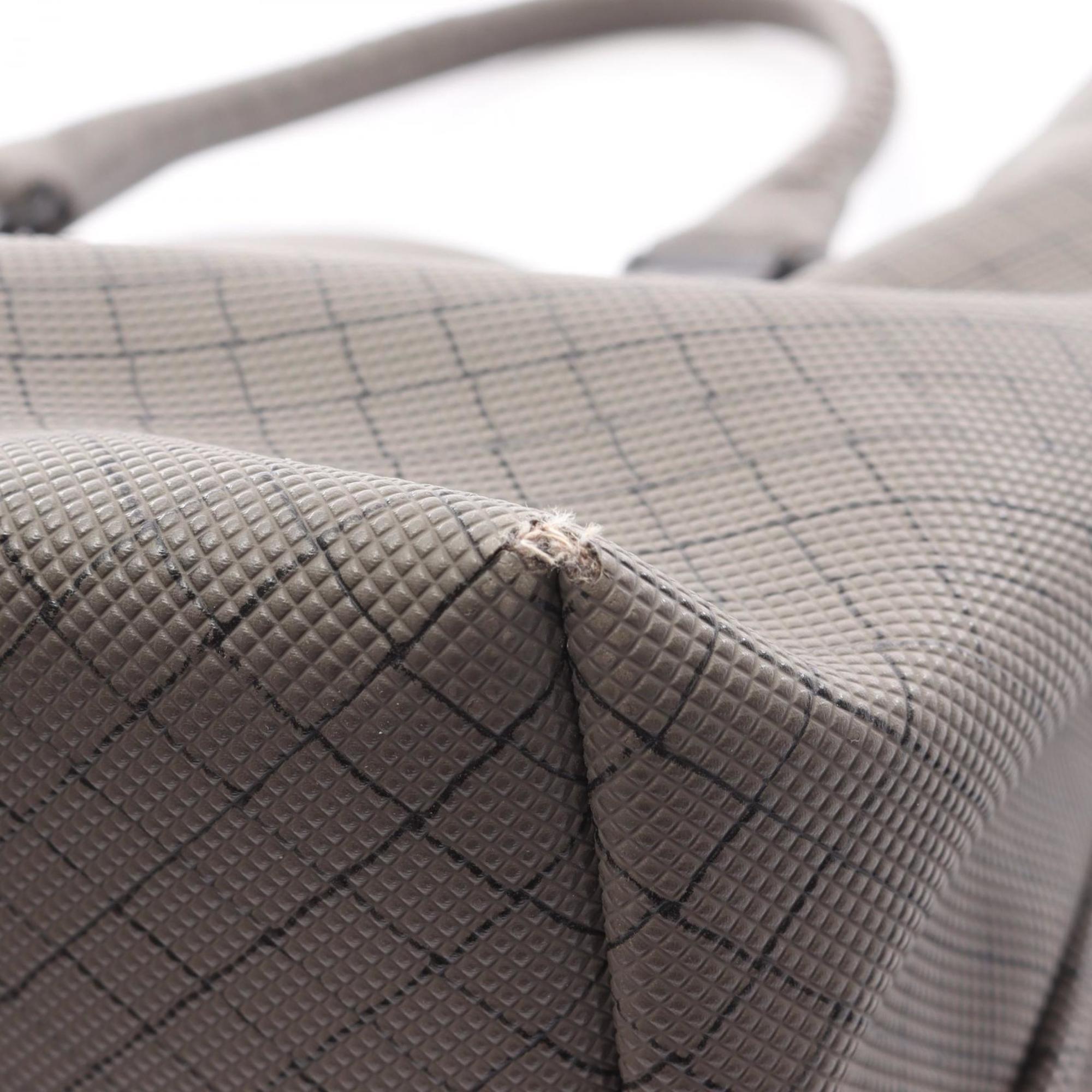 Bottega Veneta Gray Coated Canvas Leather Tote Bag (Pre-Owned)