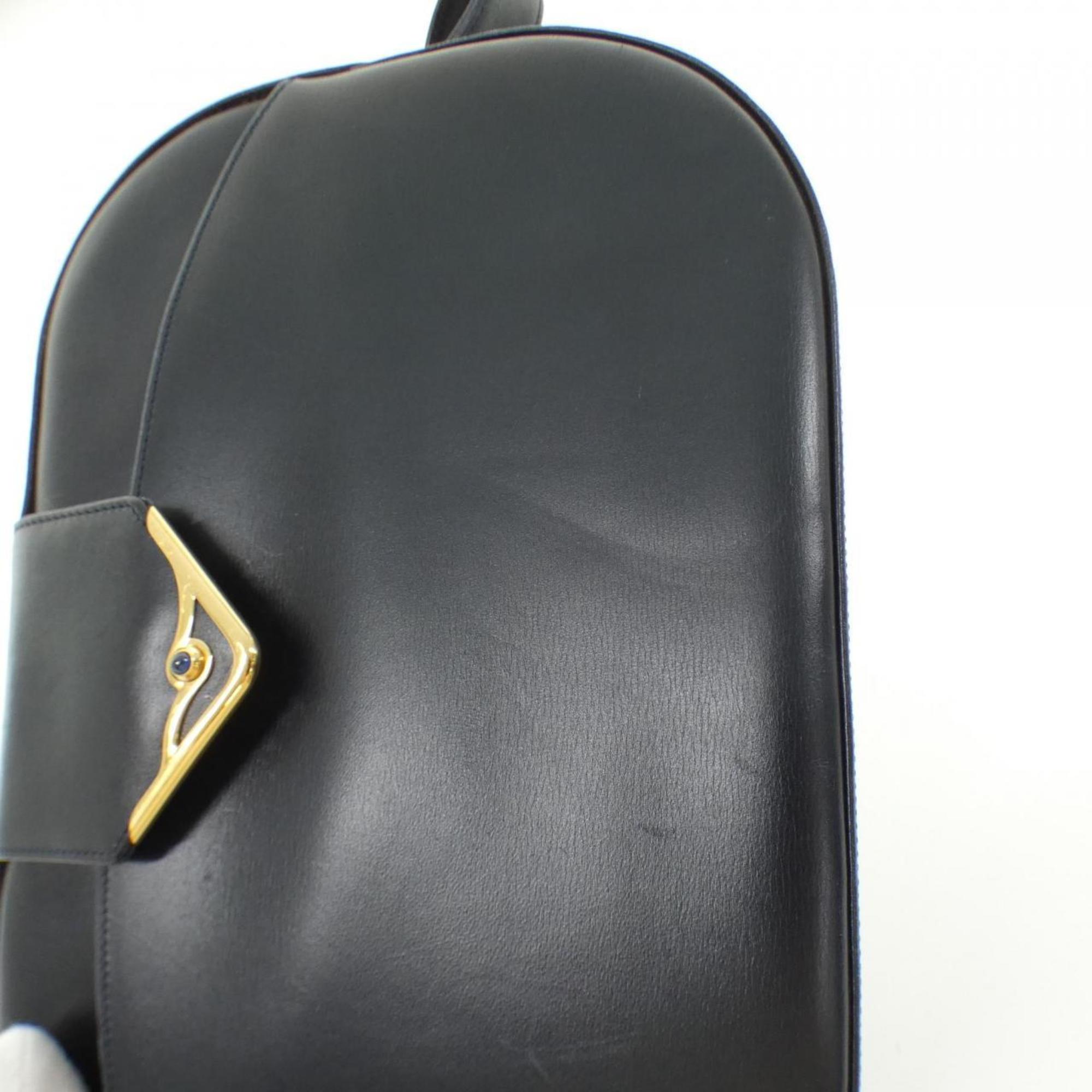 Cartier Navy Leather Shoulder Bag (Pre-Owned)