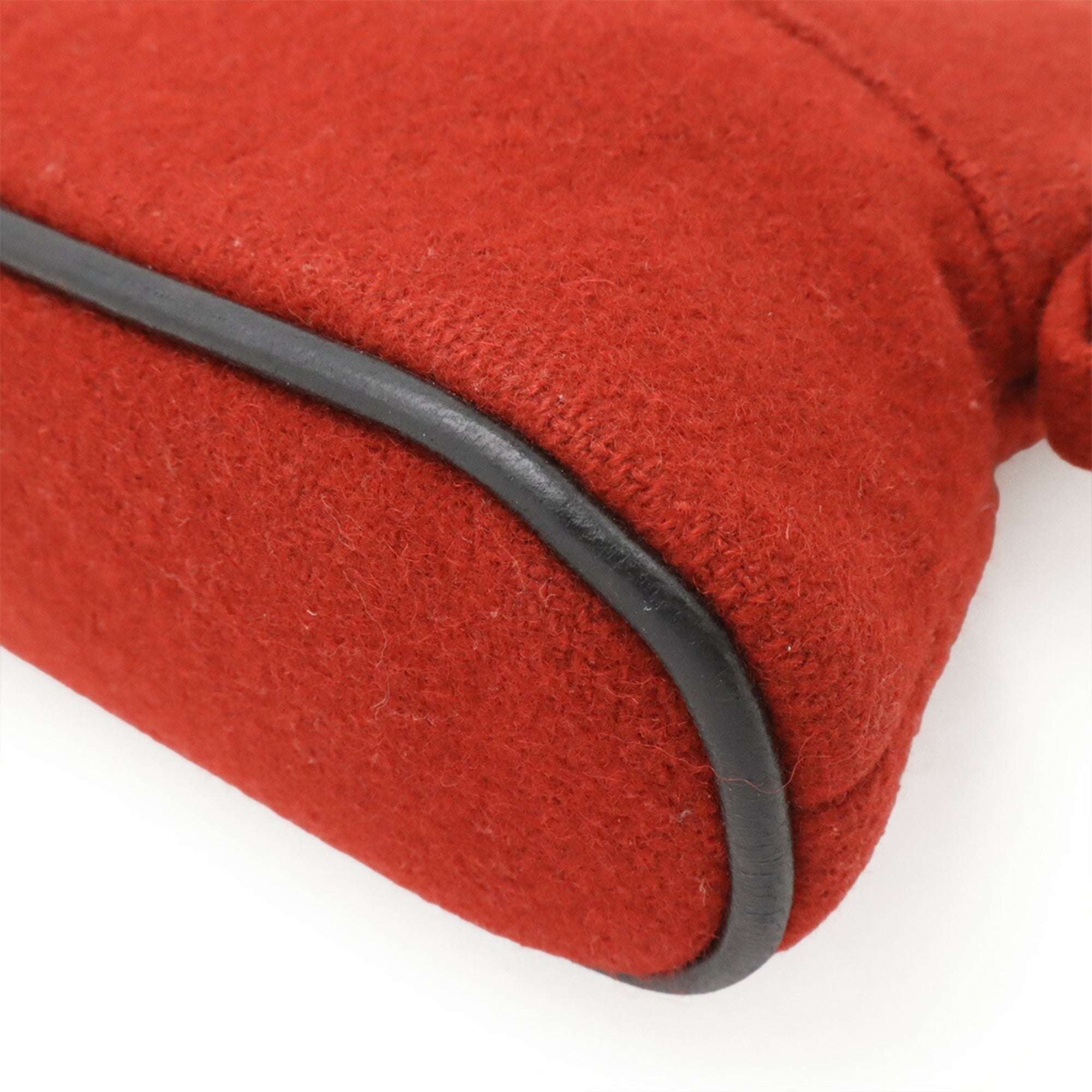 Hermes Black Red Color Felt Handbag Pouch (Pre-Owned)