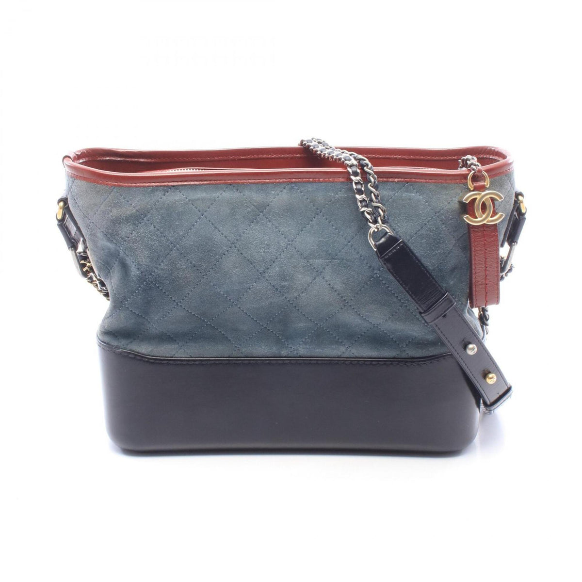 Chanel Black Blue Bordeaux Suede Leather Handbag Shoulder Bag (Pre-Owned)