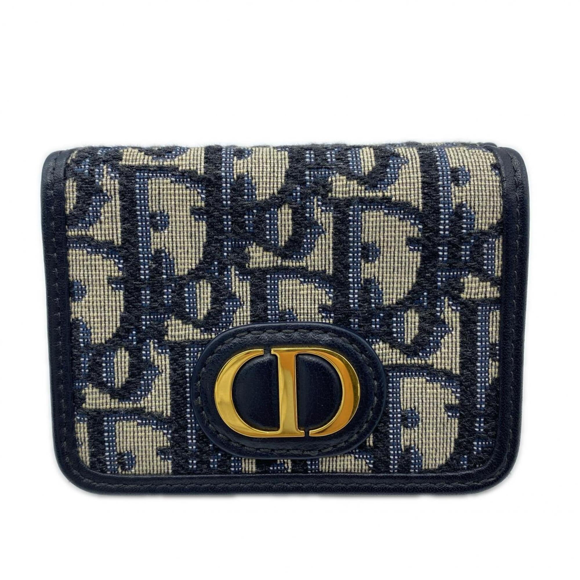 Christian Dior Gray Navy Canvas Wallet (Tri-Fold) (Pre-Owned)