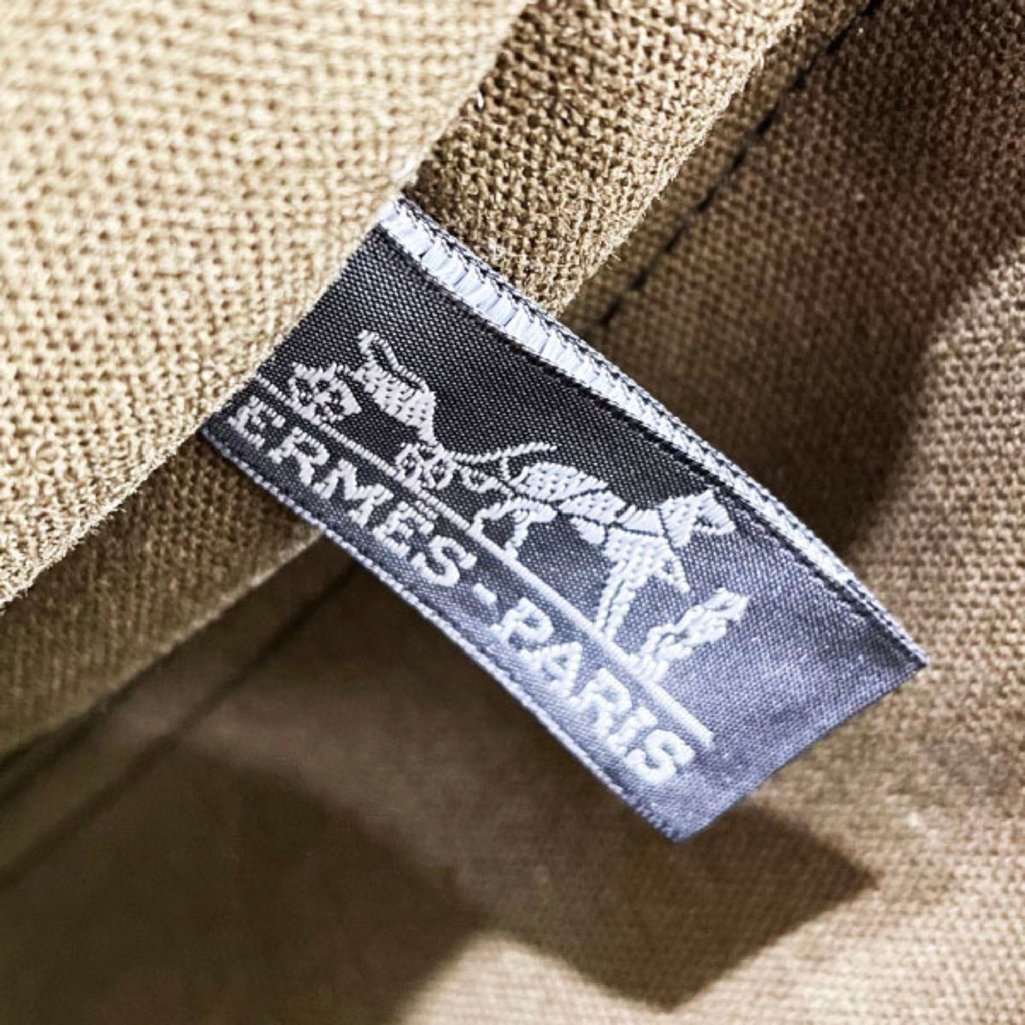 Hermes Black Green Khaki Canvas Handbag Tote Bag (Pre-Owned)
