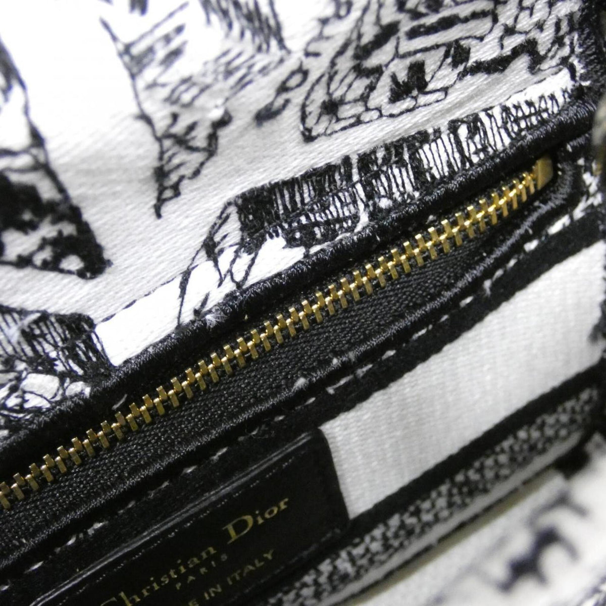Christian Dior Black White Canvas Handbag (Pre-Owned)