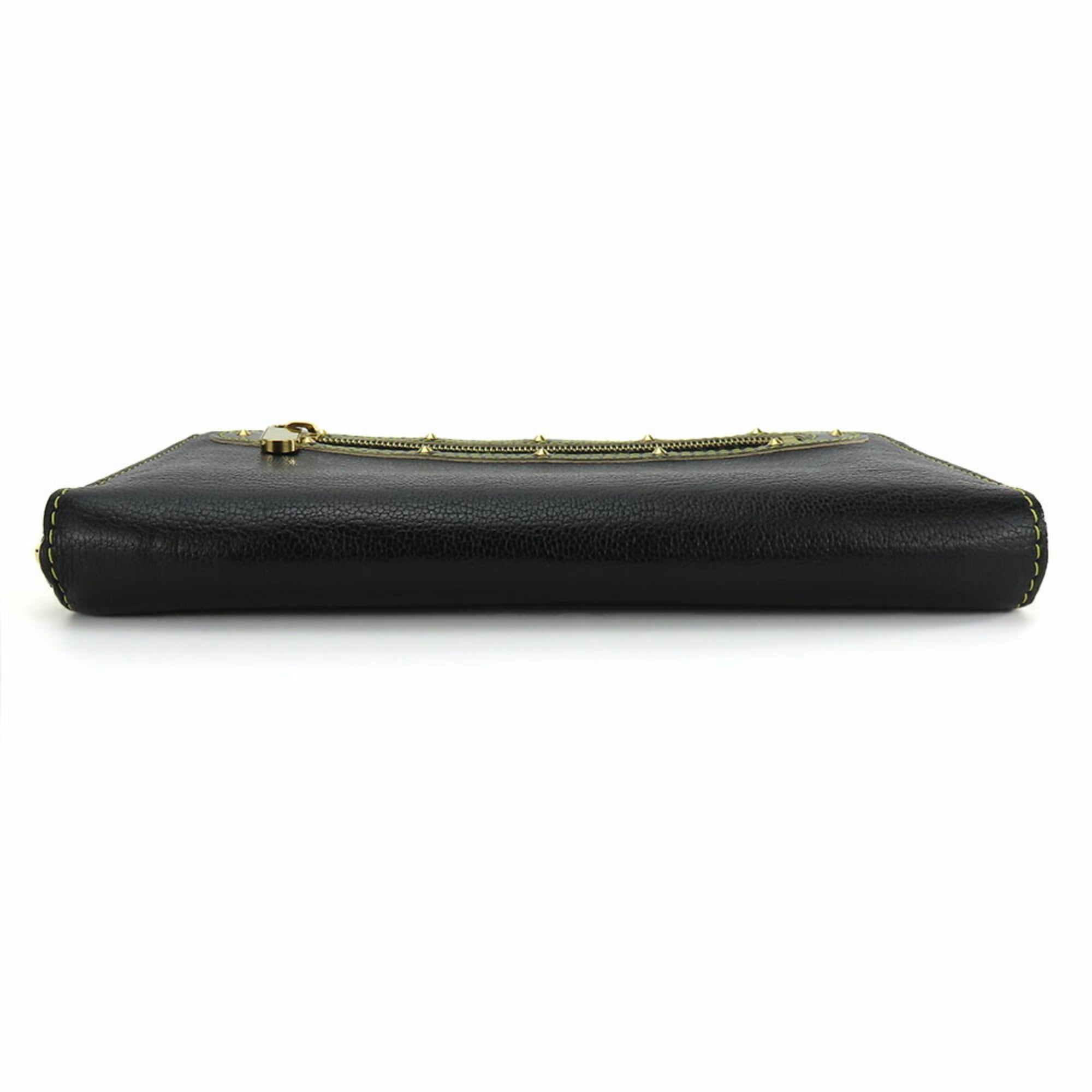 Louis Vuitton Black Leather Long Wallet (Bi-Fold) (Pre-Owned)