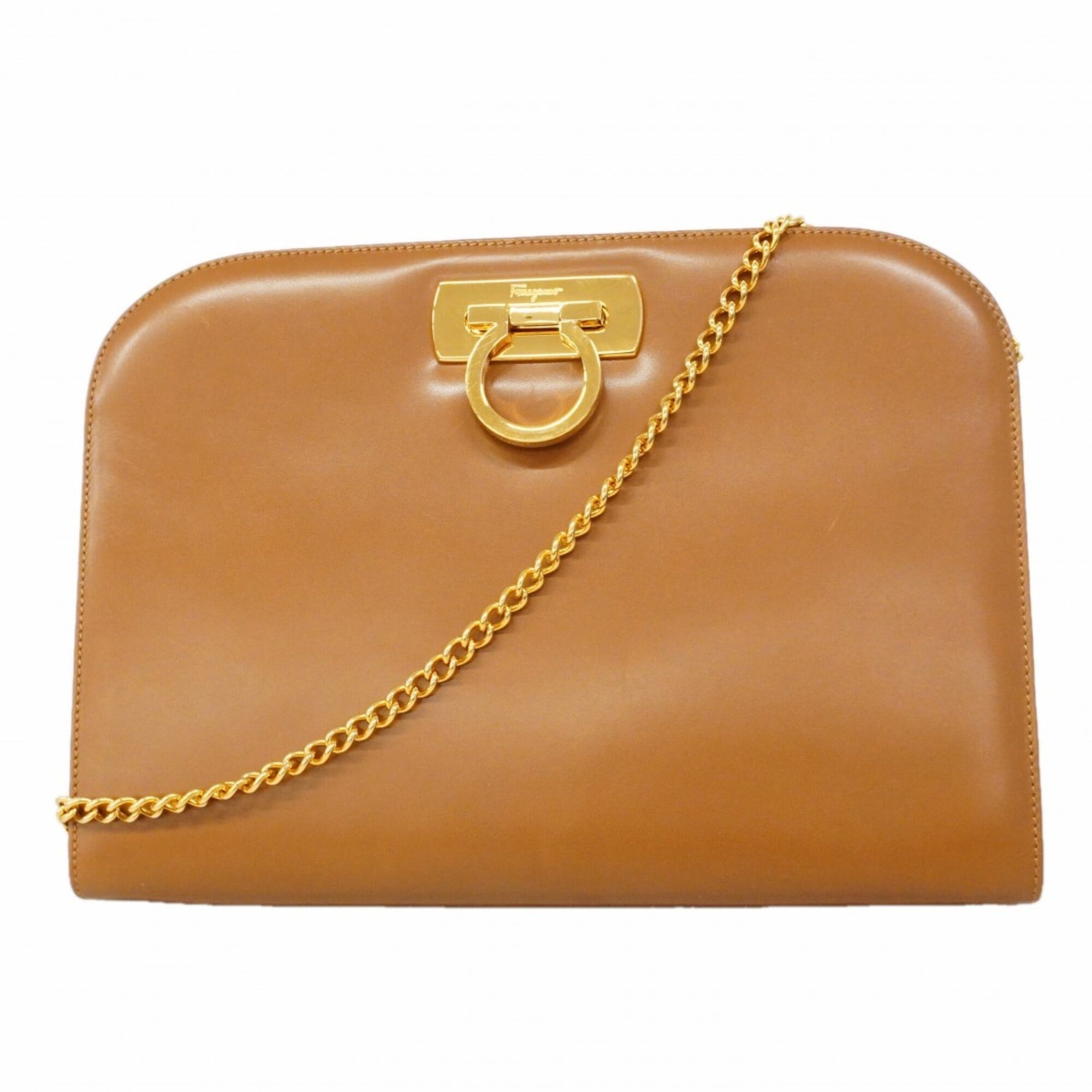Salvatore Ferragamo Brown Leather Shoulder Bag (Pre-Owned)