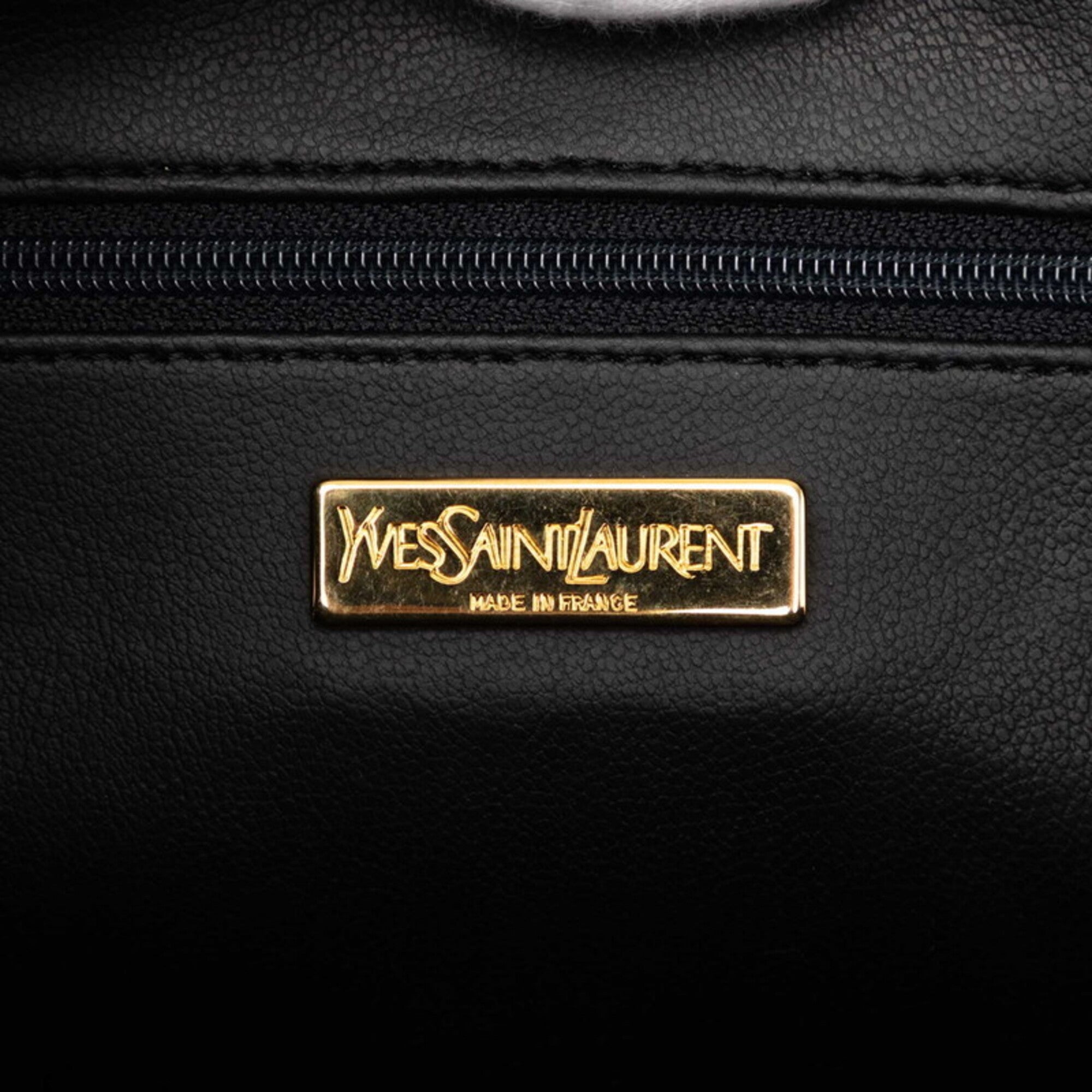 Saint Laurent Navy White Leather Boston Bag Handbag (Pre-Owned)