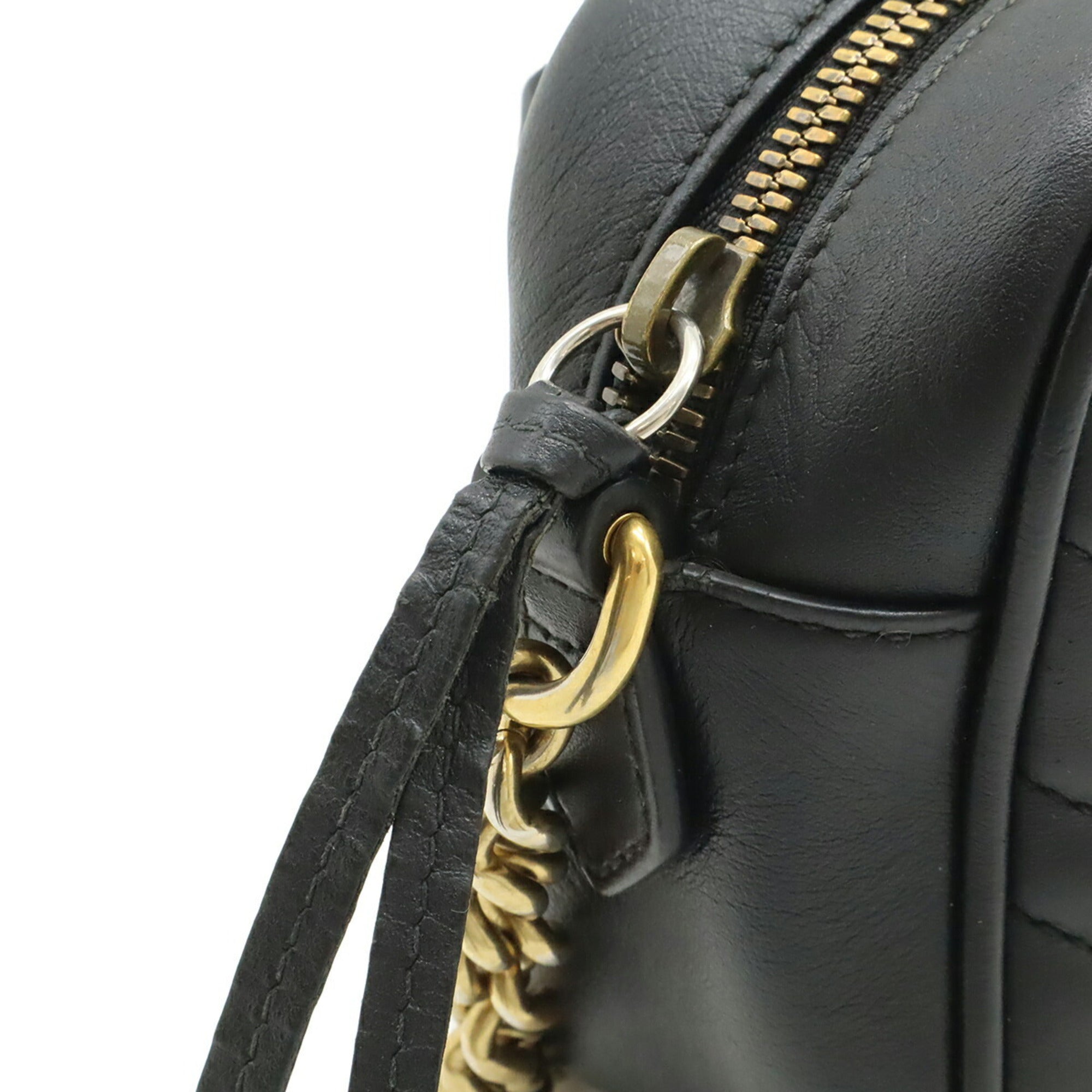 Gucci Gg Marmont Black Leather Shoulder Bag (Pre-Owned)