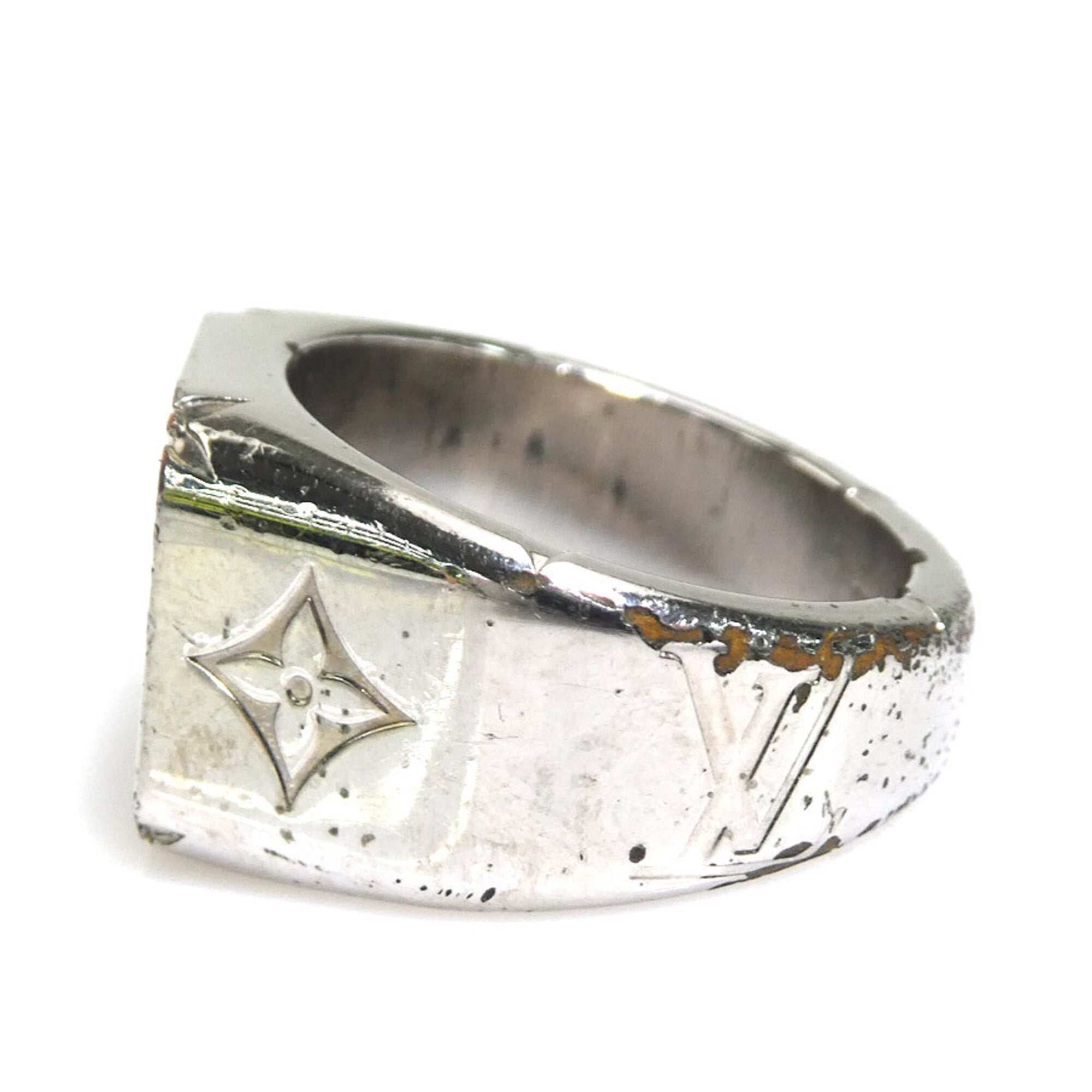 Louis Vuitton Silver Metal Band Ring (Pre-Owned)