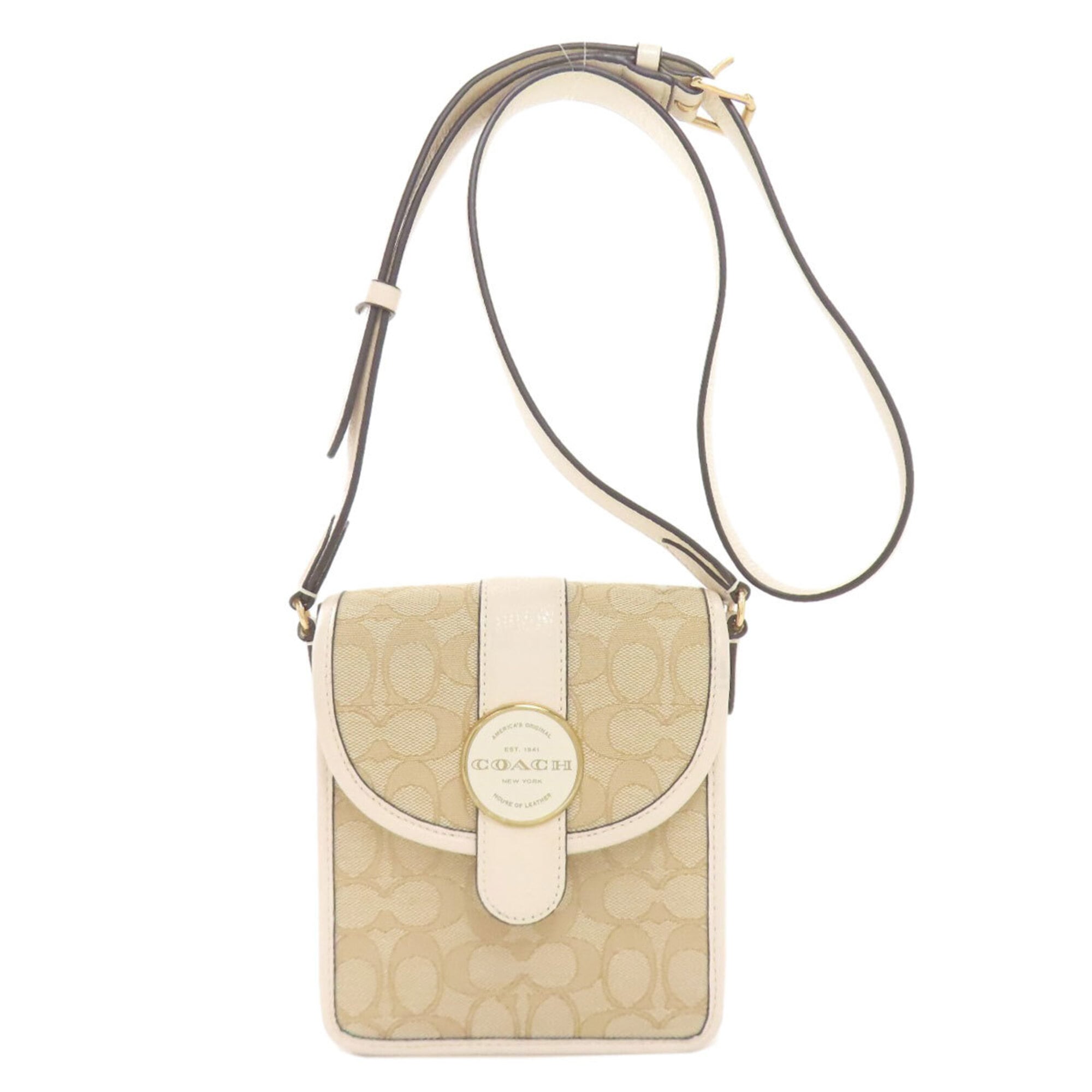 Coach Beige Canvas Shoulder Bag (Pre-Owned)