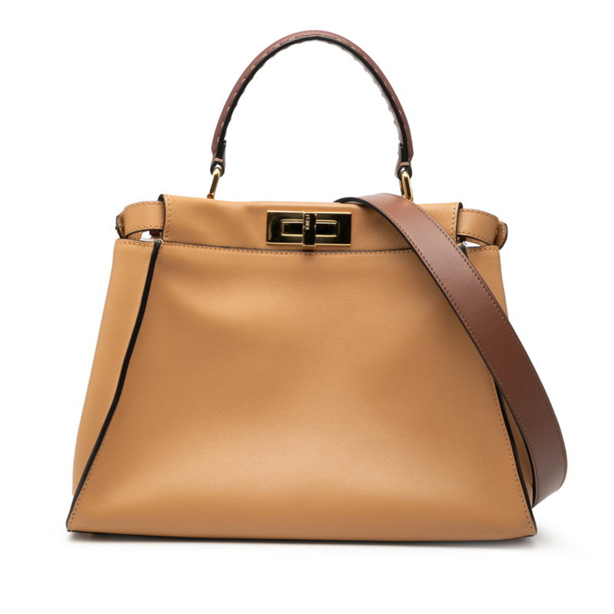 Fendi Selleria Bordeaux Brown Leather Handbag Shoulder Bag (Pre-Owned)