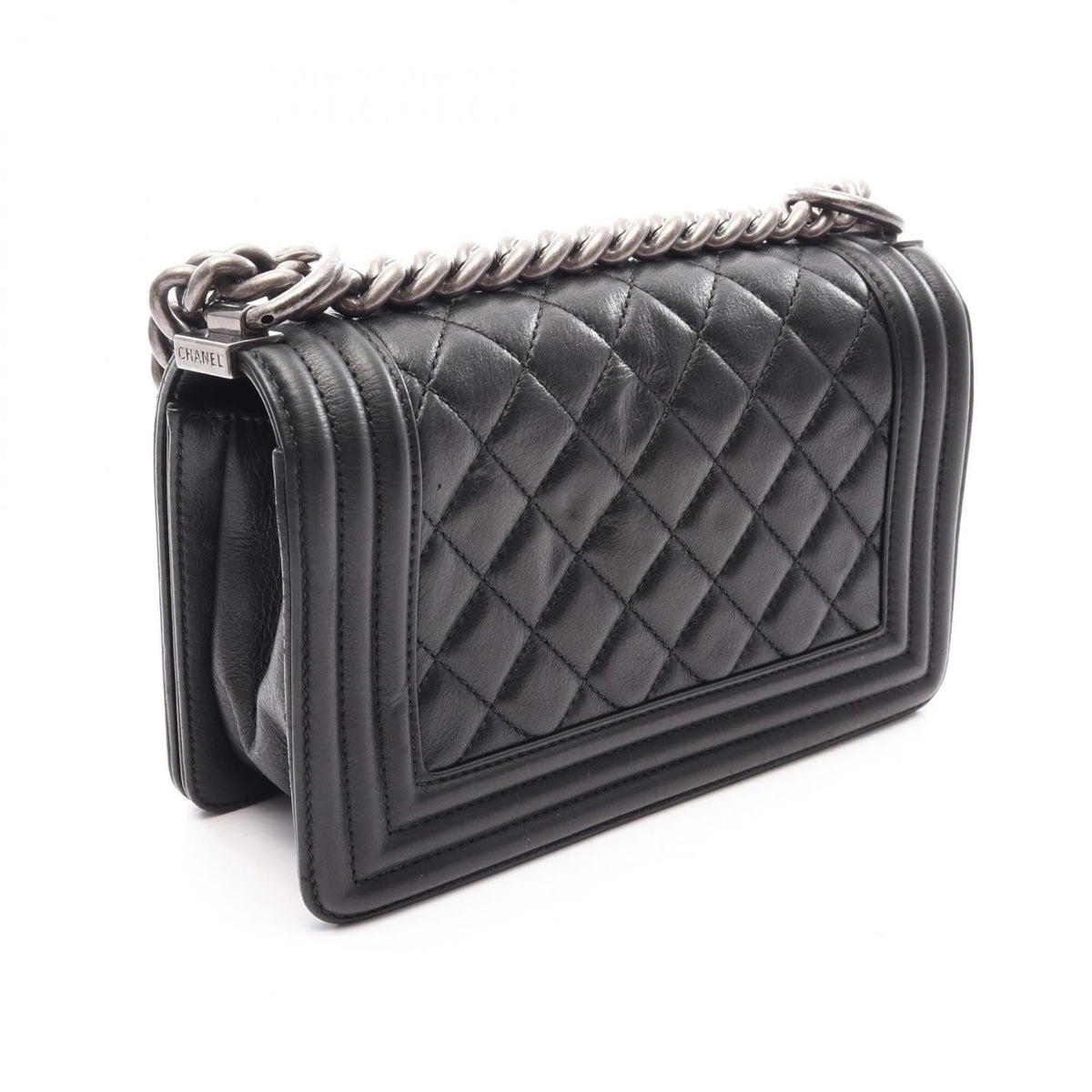 Chanel Black Leather Handbag Shoulder Bag (Pre-Owned)