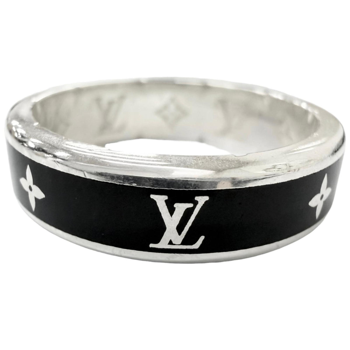 Louis Vuitton Silver Black Silver 925 Band Ring (Pre-Owned)