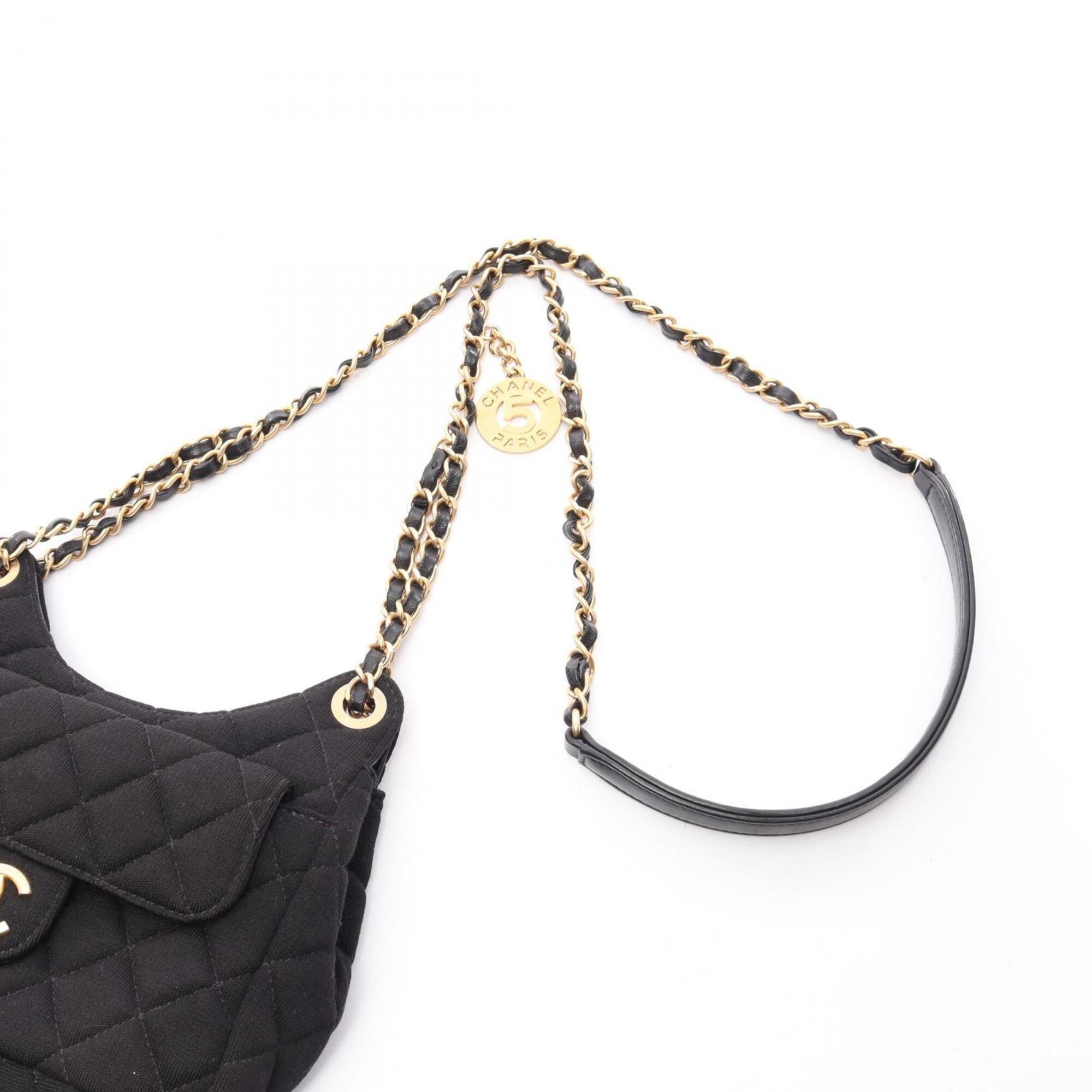 Chanel Black Cotton Jersey Handbag Shoulder Bag (Pre-Owned)