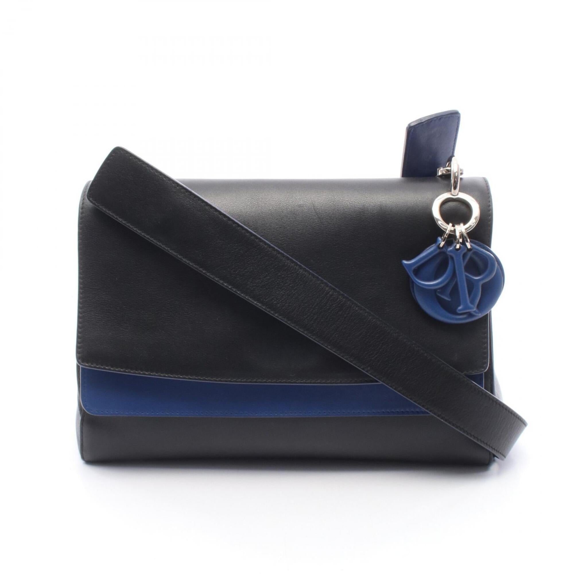 Christian Dior Black Blue Leather Handbag Shoulder Bag (Pre-Owned)