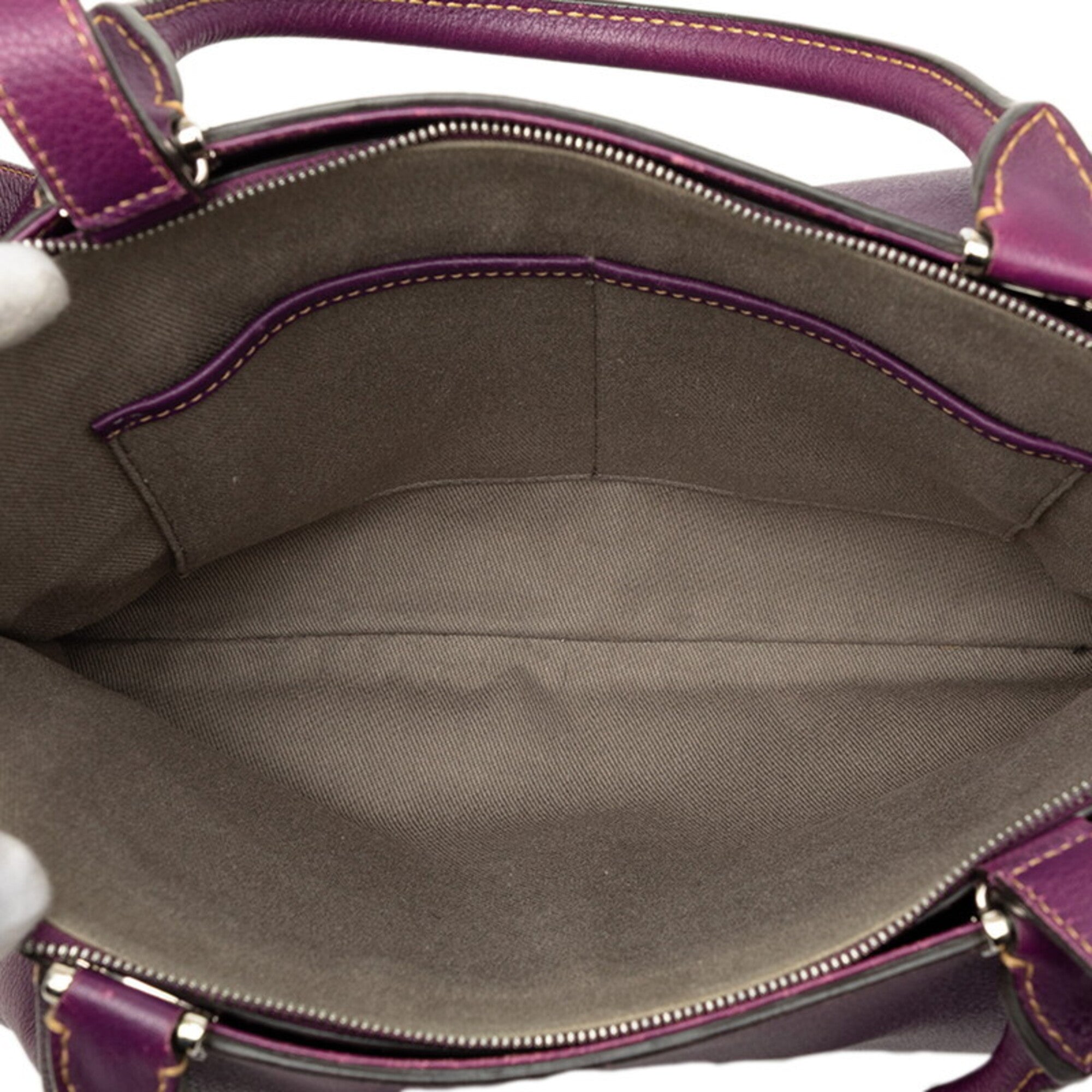 Cartier Purple Leather Handbag Shoulder Bag (Pre-Owned)