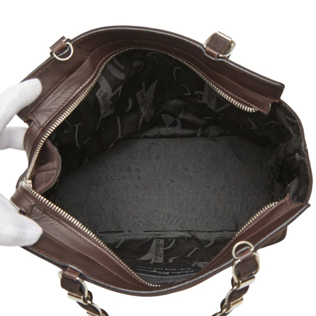 Salvatore Ferragamo Vara Dark Brown Nylon Leather Handbag (Pre-Owned)