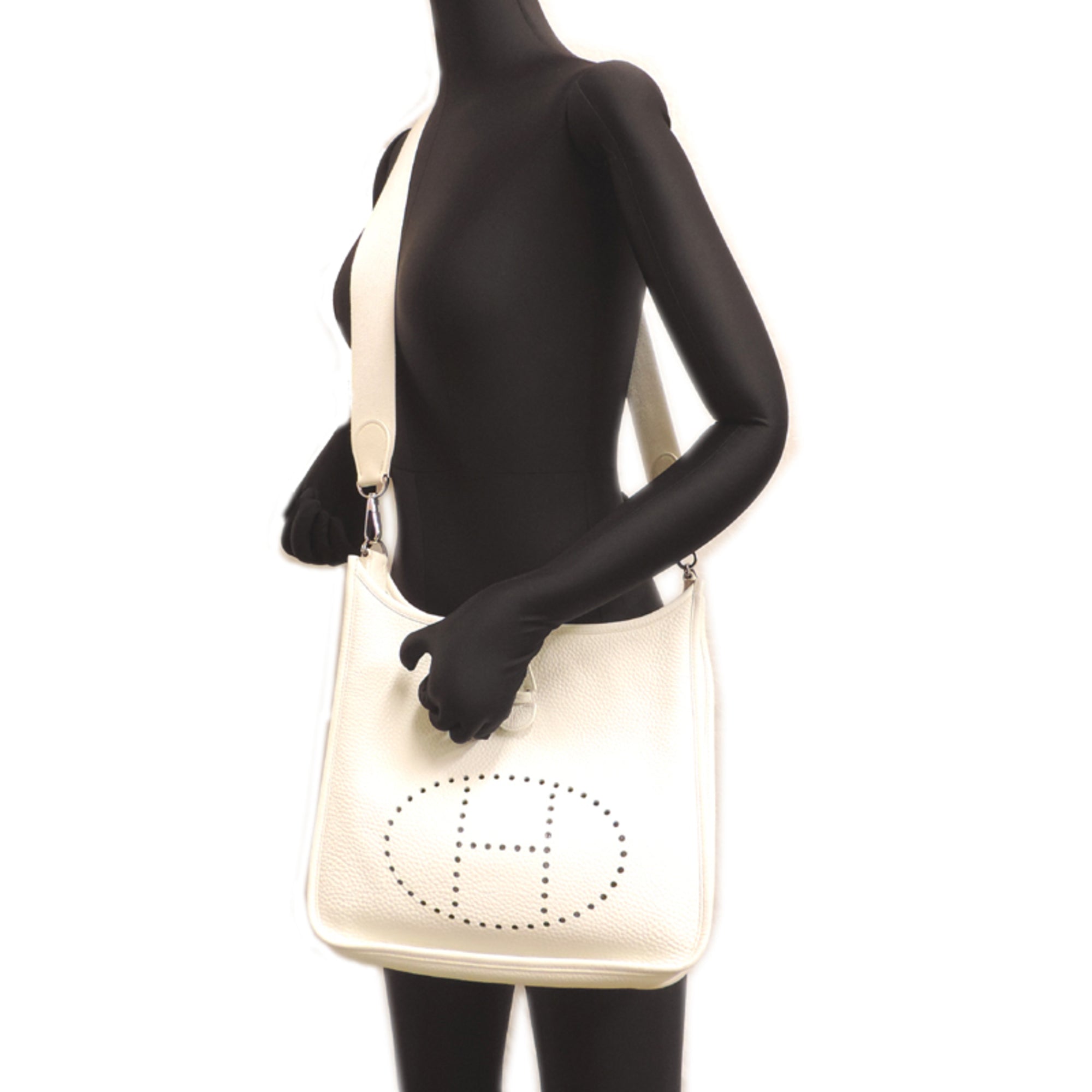 Hermes White Taurillon Clemence Leather Shoulder Bag (Pre-Owned)